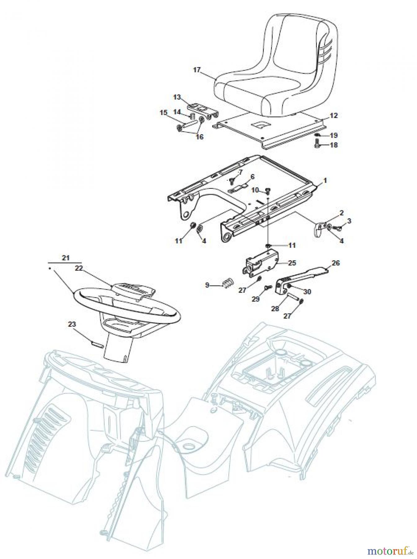 Global Garden Products GGP Aufsitzmäher Sammler Cellecting Pro 2017 TH4S 122 Hydro Seat & Steering Wheel