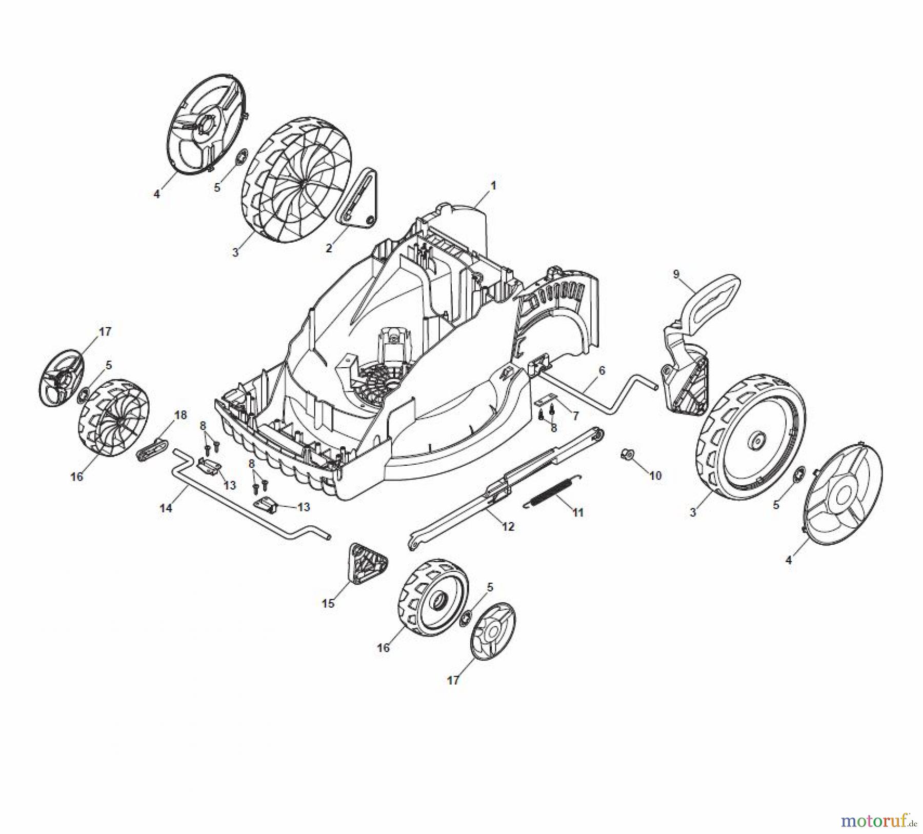 Global Garden Products GGP Rasenmäher Baujahr 2017 Akku 2017 Ohne Antrieb EL 380 Li 48 Deck And Height Adjusting