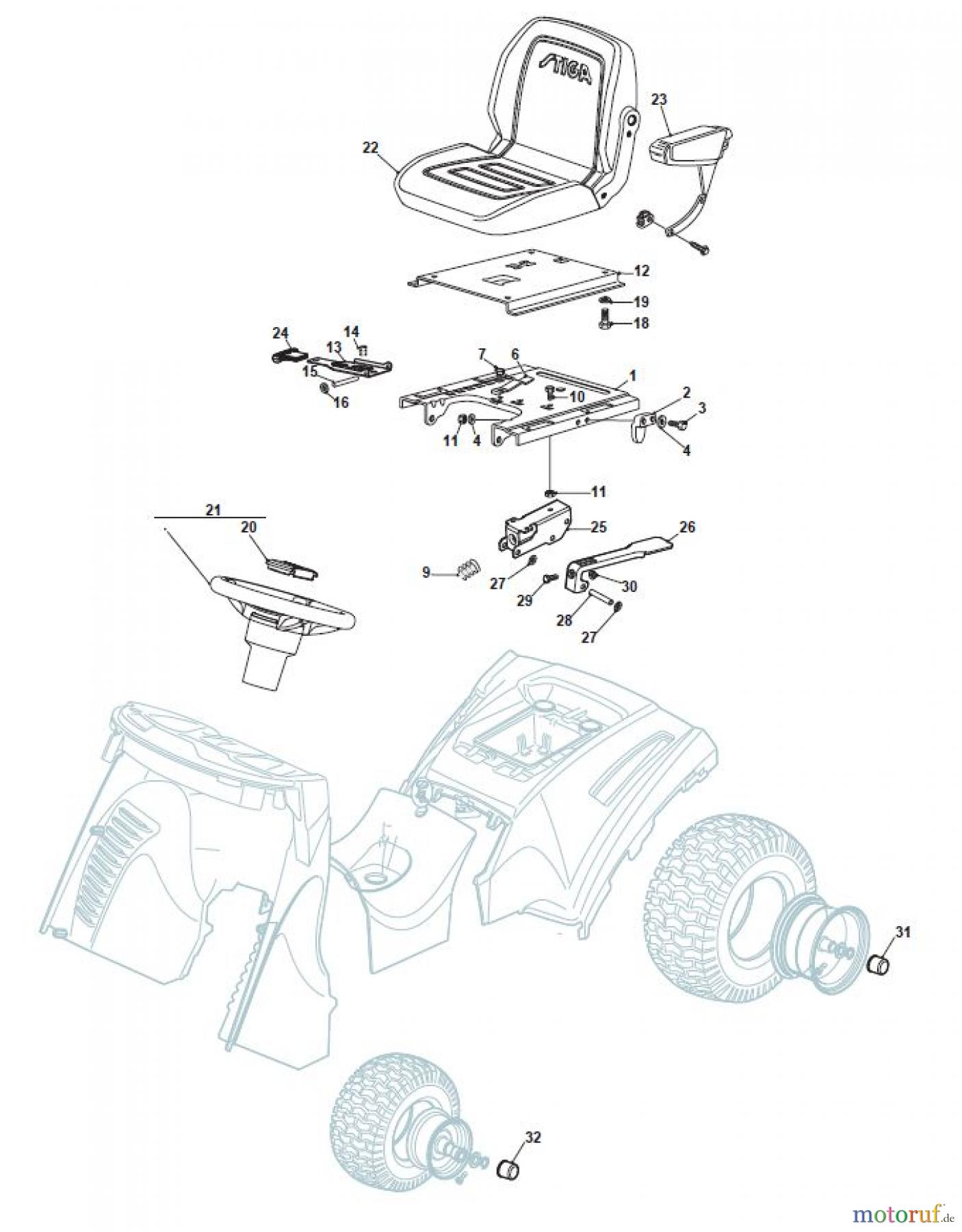 Global Garden Products GGP Aufsitzmäher Sammler Cellecting Pro 2017 THS 122 Hydro Seat & Steering Wheel for Stiga Models