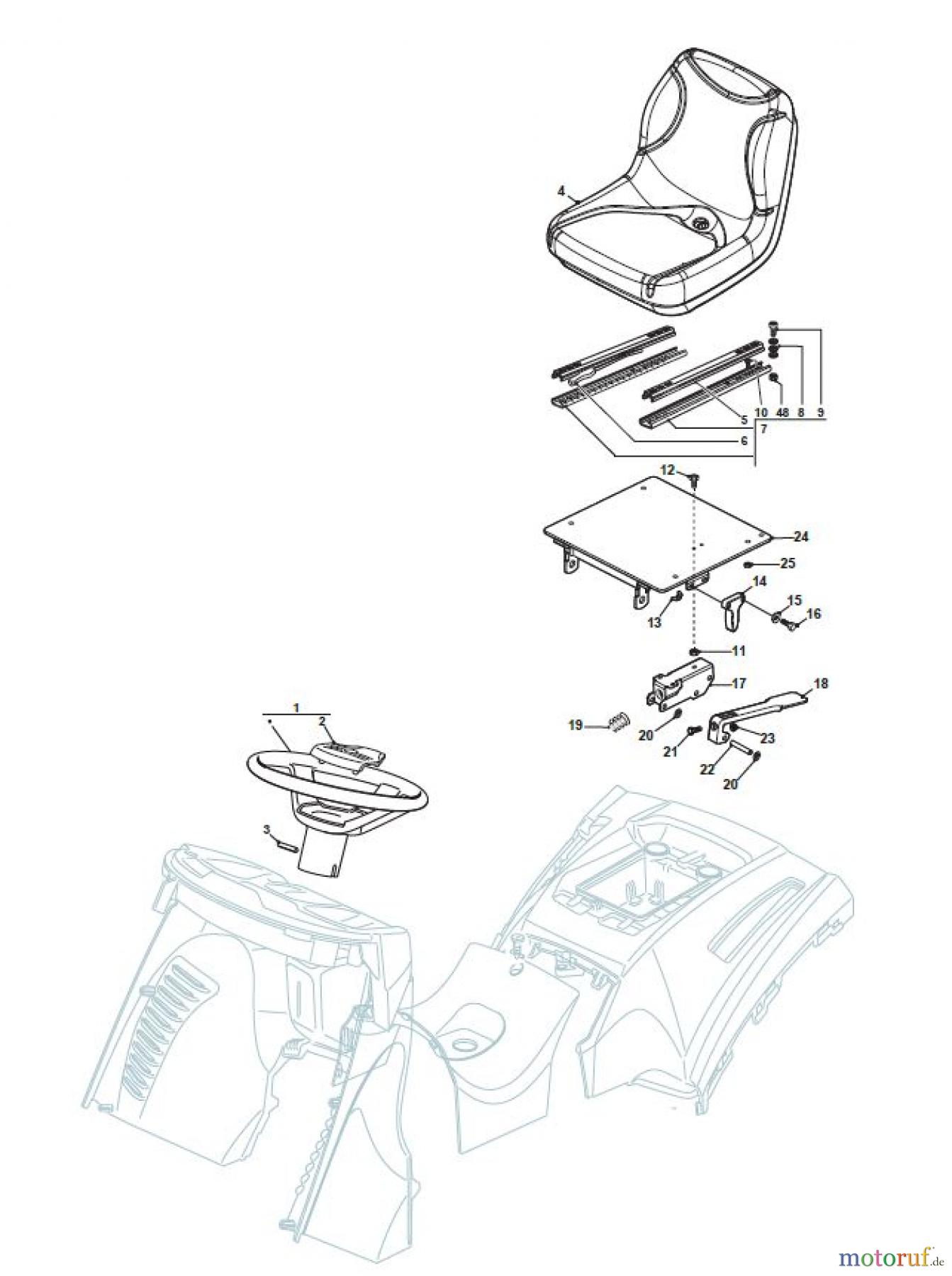 Global Garden Products GGP Aufsitzmäher Sammler Cellecting Pro 2017 THS 122 Hydro Seat & Steering Wheel for CZ Models