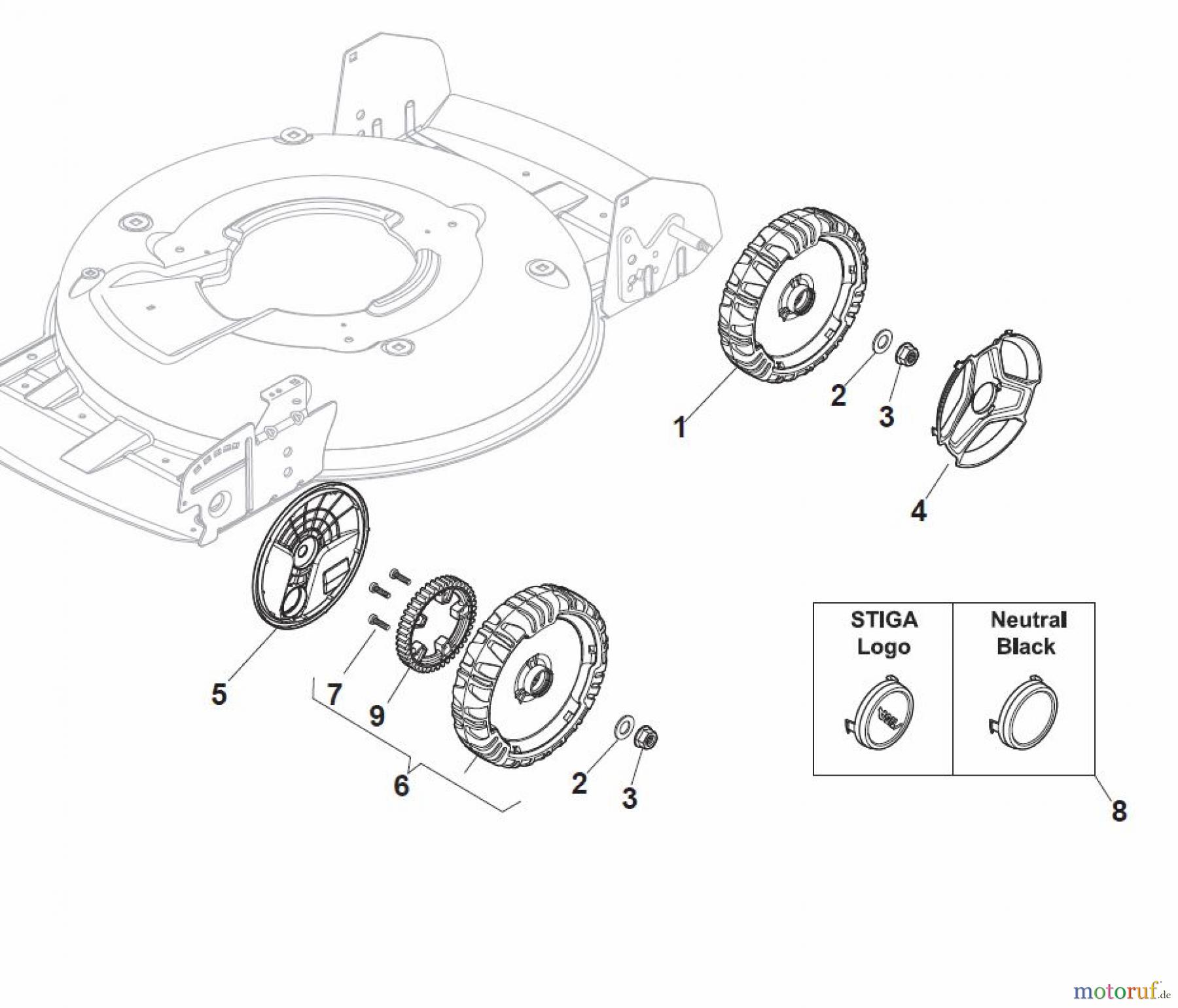 Global Garden Products GGP Rasenmäher Baujahr 2017 Benzin Mit Antrieb 2017 MCS 504 TR/E Wheels and Hub Cap s - STAR
