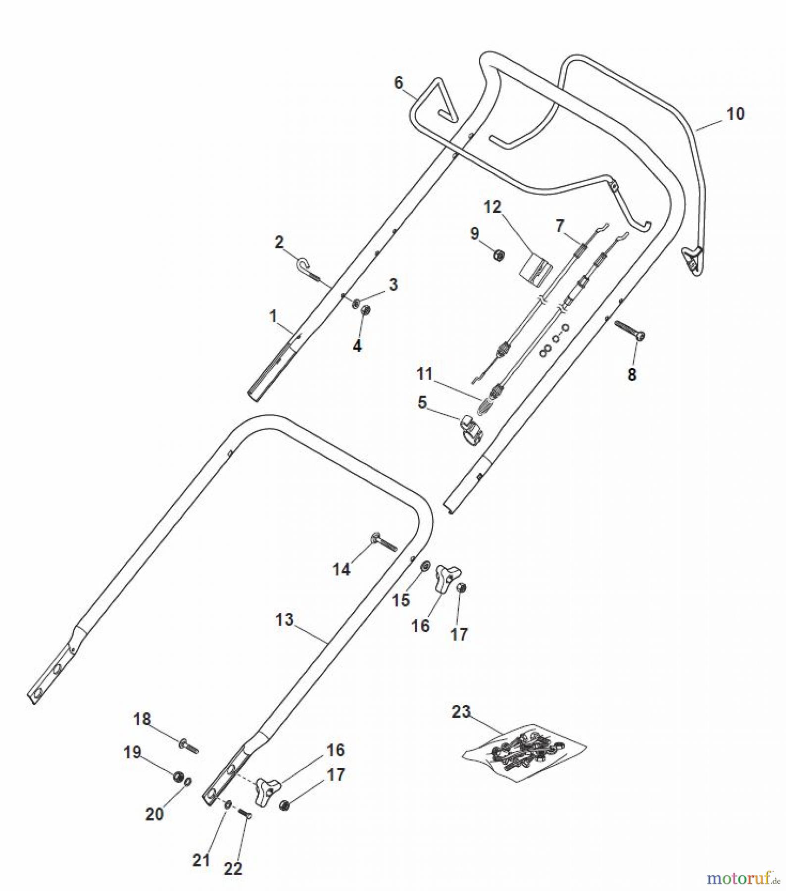  Global Garden Products GGP Rasenmäher Baujahr 2017 Benzin Mit Antrieb 2017 MP1 504 S Handle, Upper Part