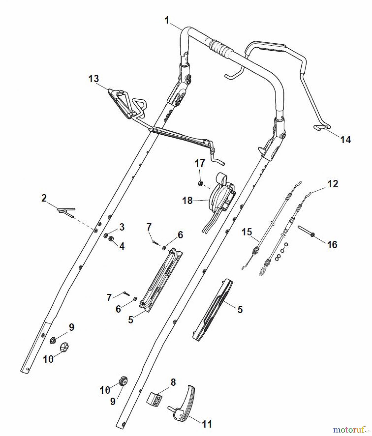  Global Garden Products GGP Rasenmäher Baujahr 2017 Benzin Mit Antrieb 2017 MP1 504 SQ Handle, Upper Part