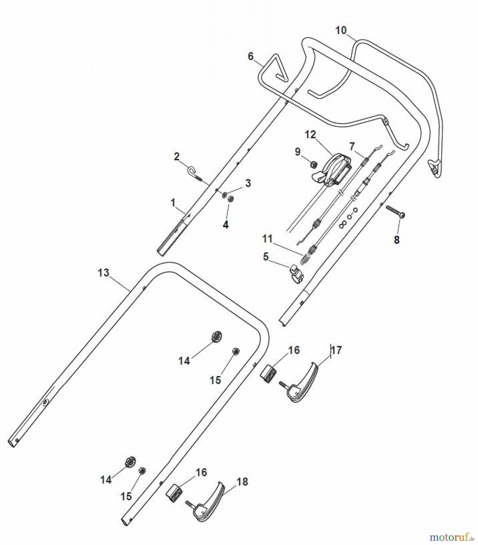 Global Garden Products GGP Rasenmäher Baujahr 2017 Benzin Mit Antrieb 2017 MP1 504 SQ Handle, Upper Part