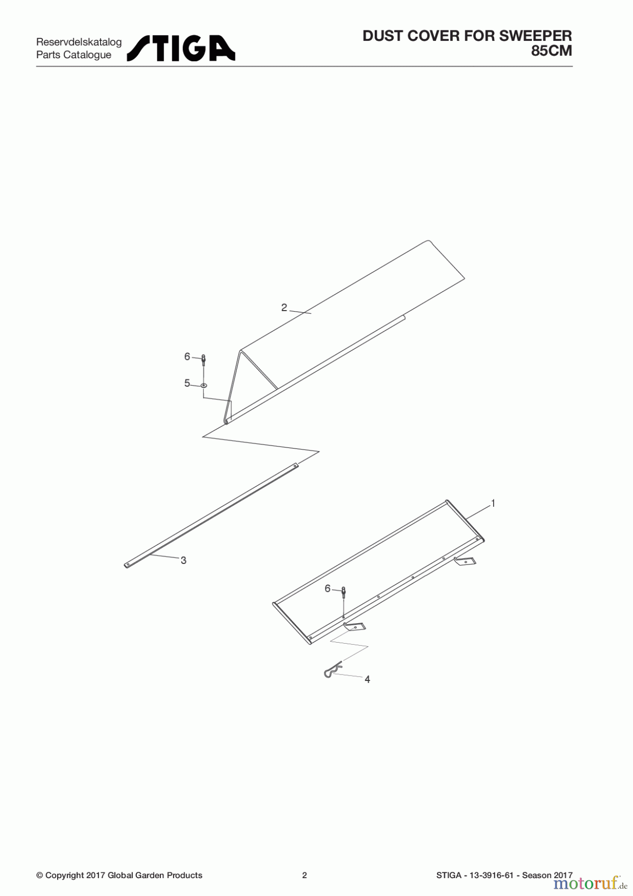 Stiga Frontmäher Zubehör Anbau 2017 Front Mower DUST COVER for SWEEPER 85cm 13-3916-61 - Season 2017 Front rubber