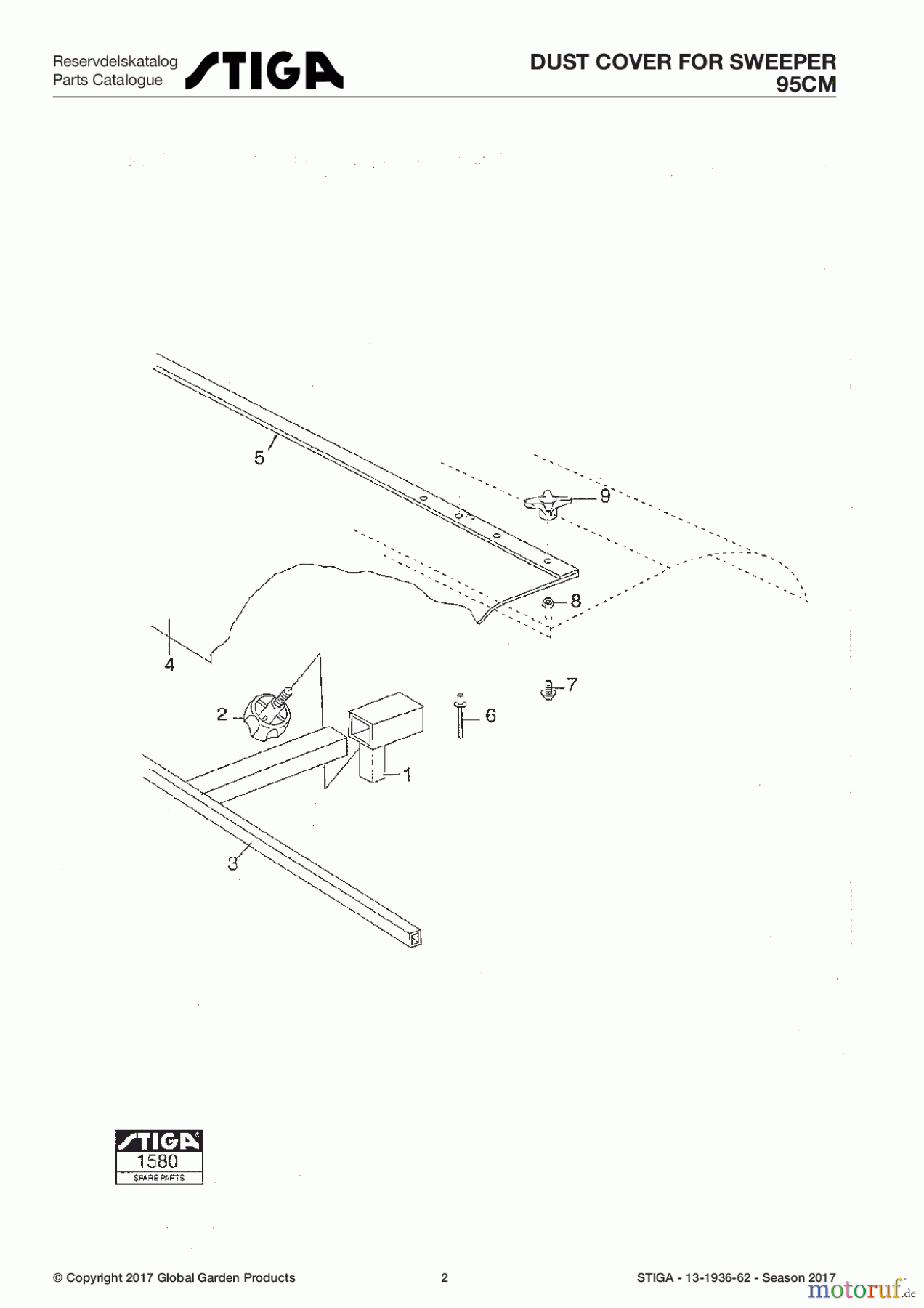 Stiga Frontmäher Zubehör Anbau 2017 Front Mower DUST COVER for SWEEPER 95cm 13-1936-62 - Season 2017 Dust Shield