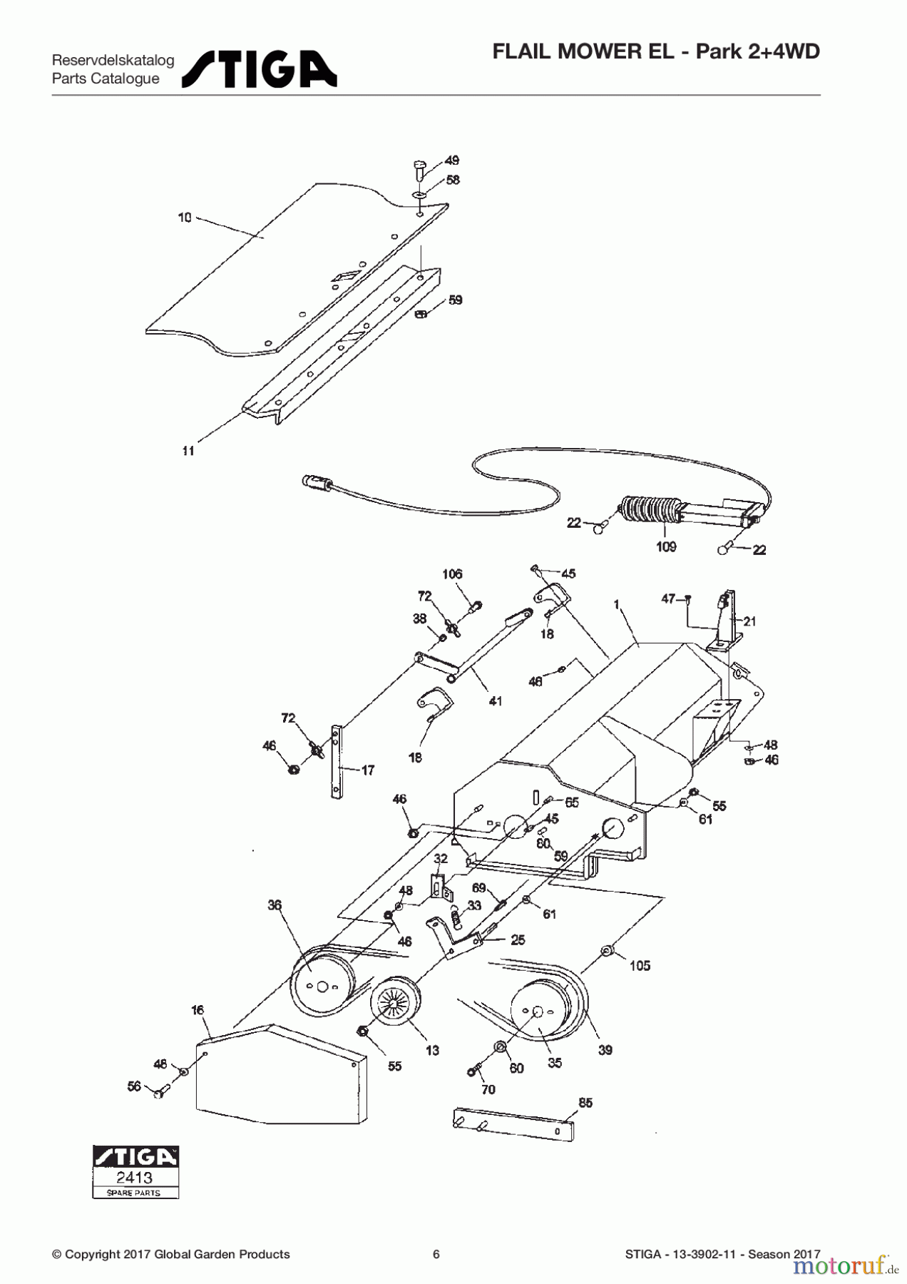 Stiga Frontmäher Zubehör Anbau 2017 Front Mower FLAIL MOWER EL - Park 2+4WD 13-3902-11 - Season 2017 Chassis