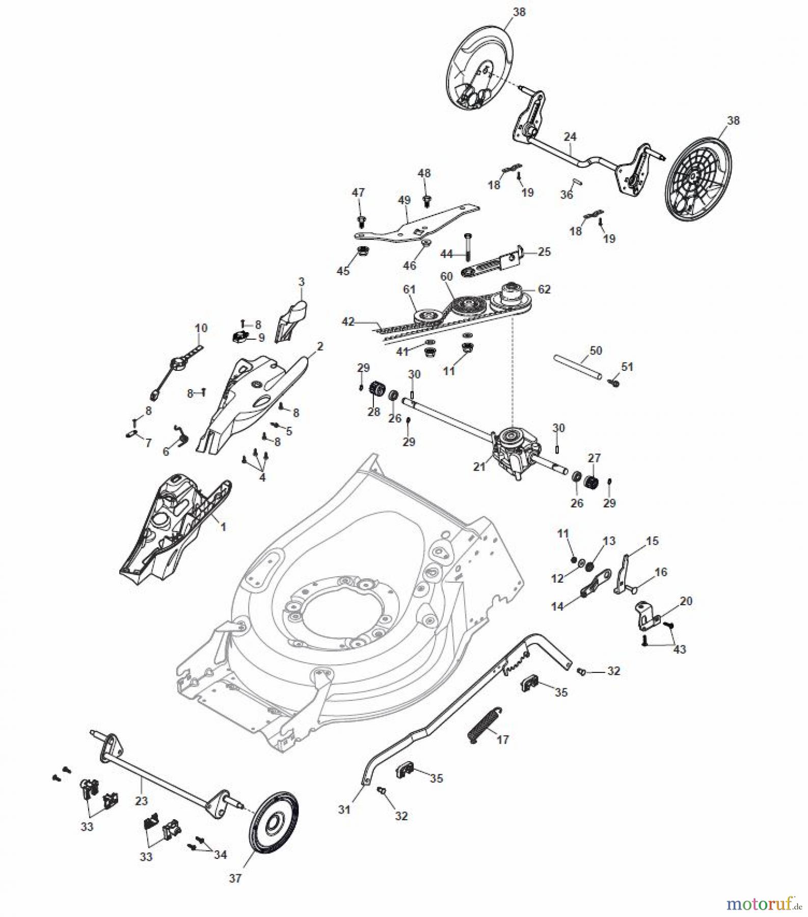Global Garden Products GGP Rasenmäher Baujahr 2017 Benzin Mit Antrieb 2017 MP1 504 WSV Deck And Height Adjusting