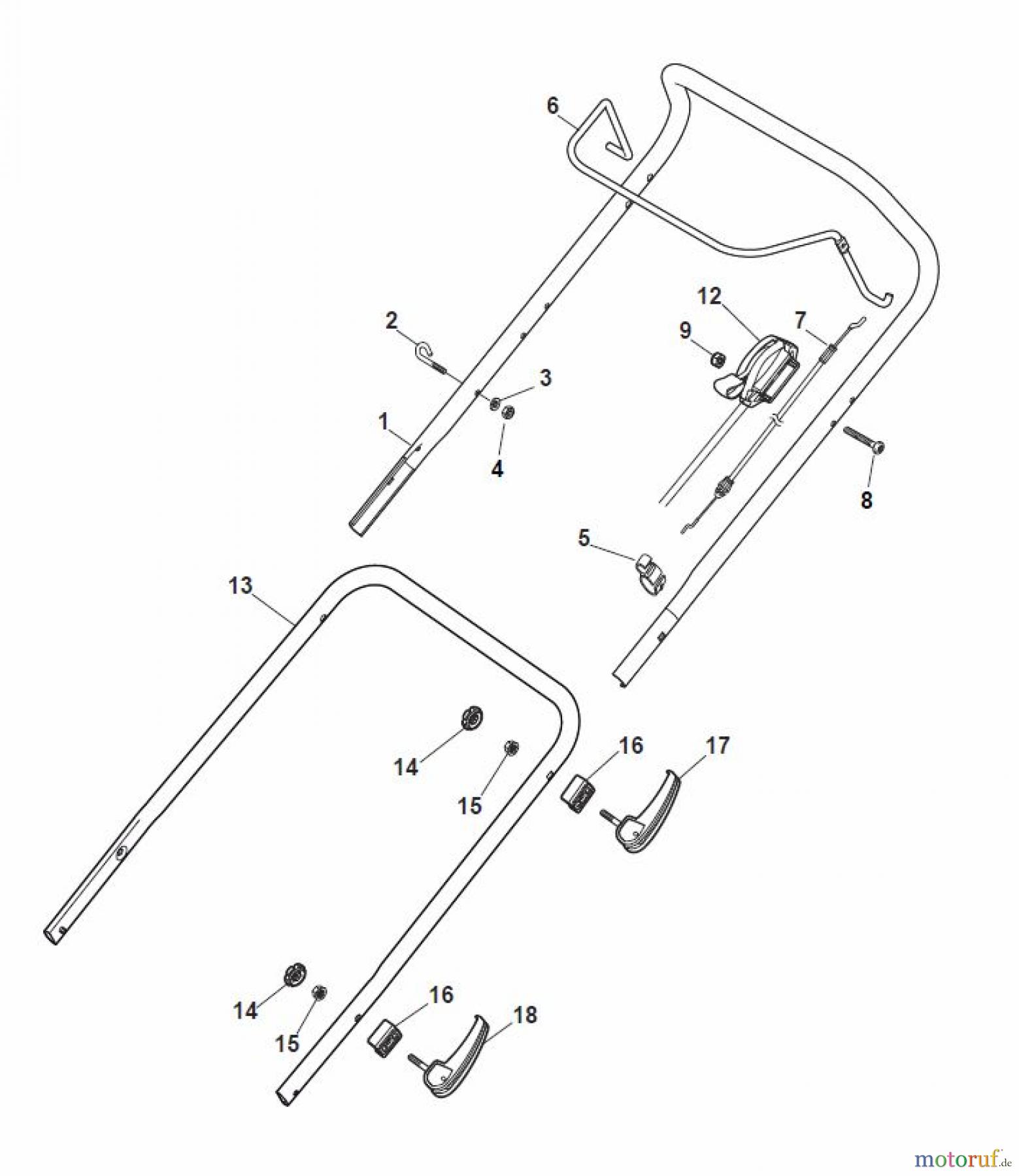  Global Garden Products GGP Rasenmäher Baujahr 2017 Benzin Mit Antrieb 2017 MP1 504 WSVQE Handle, Upper Part