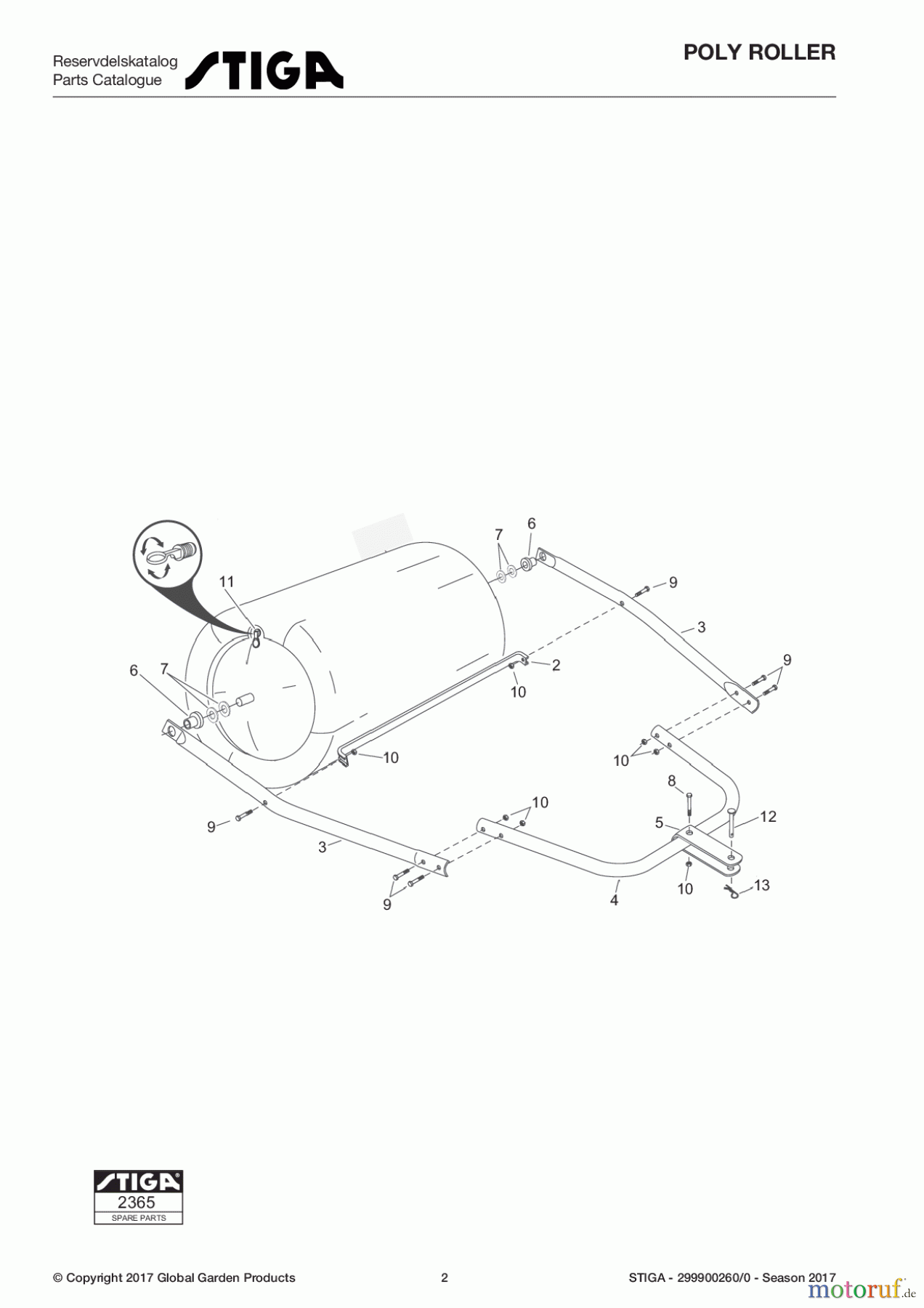 Stiga Frontmäher Zubehör Anbau 2017 Front Mower POLY ROLLER 299900260/0 - Season 2017 Poly-Roller