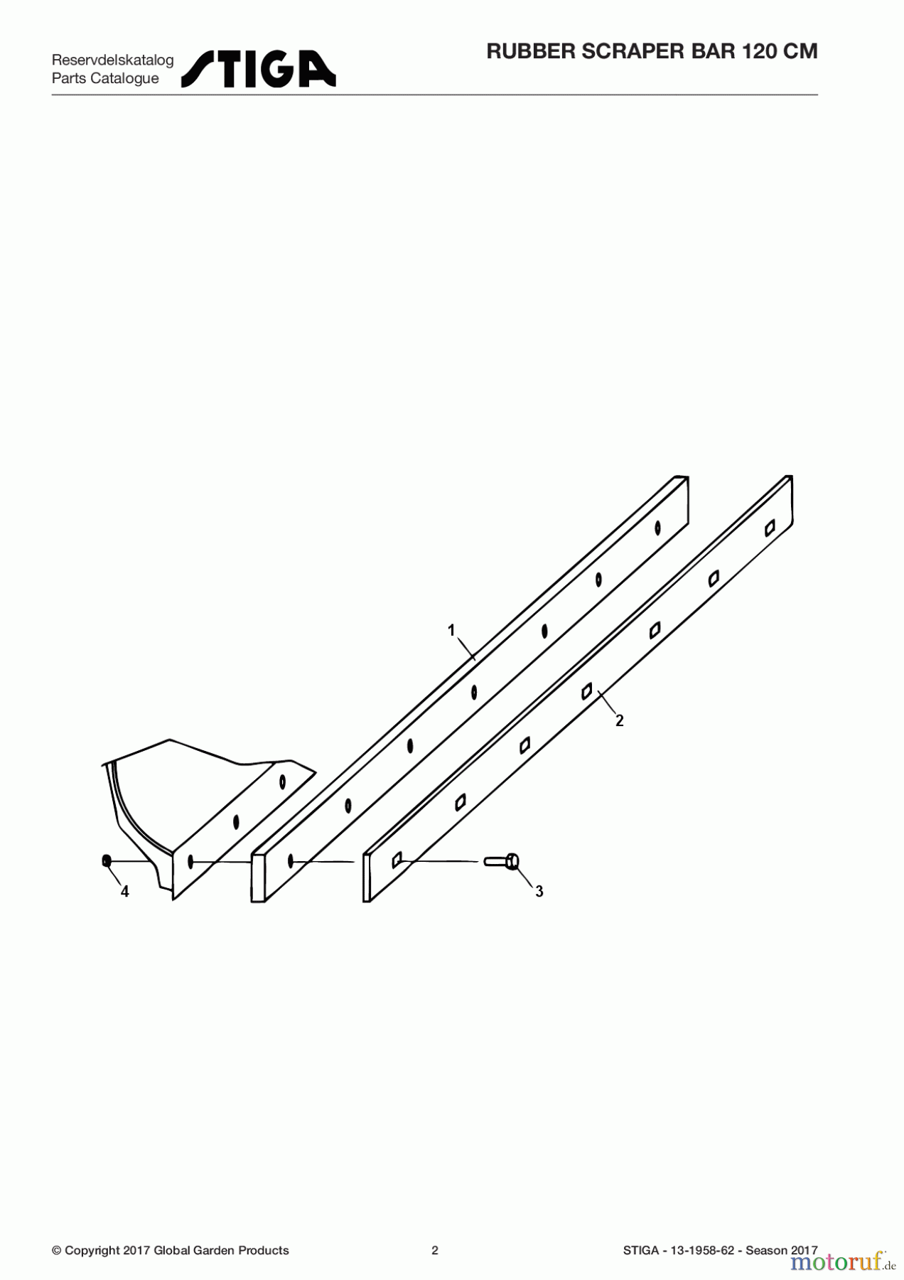 Stiga Frontmäher Zubehör Anbau 2017 Front Mower RUBBER SCRAPER BAR 120 CM 13-1958-62 - Season 2017