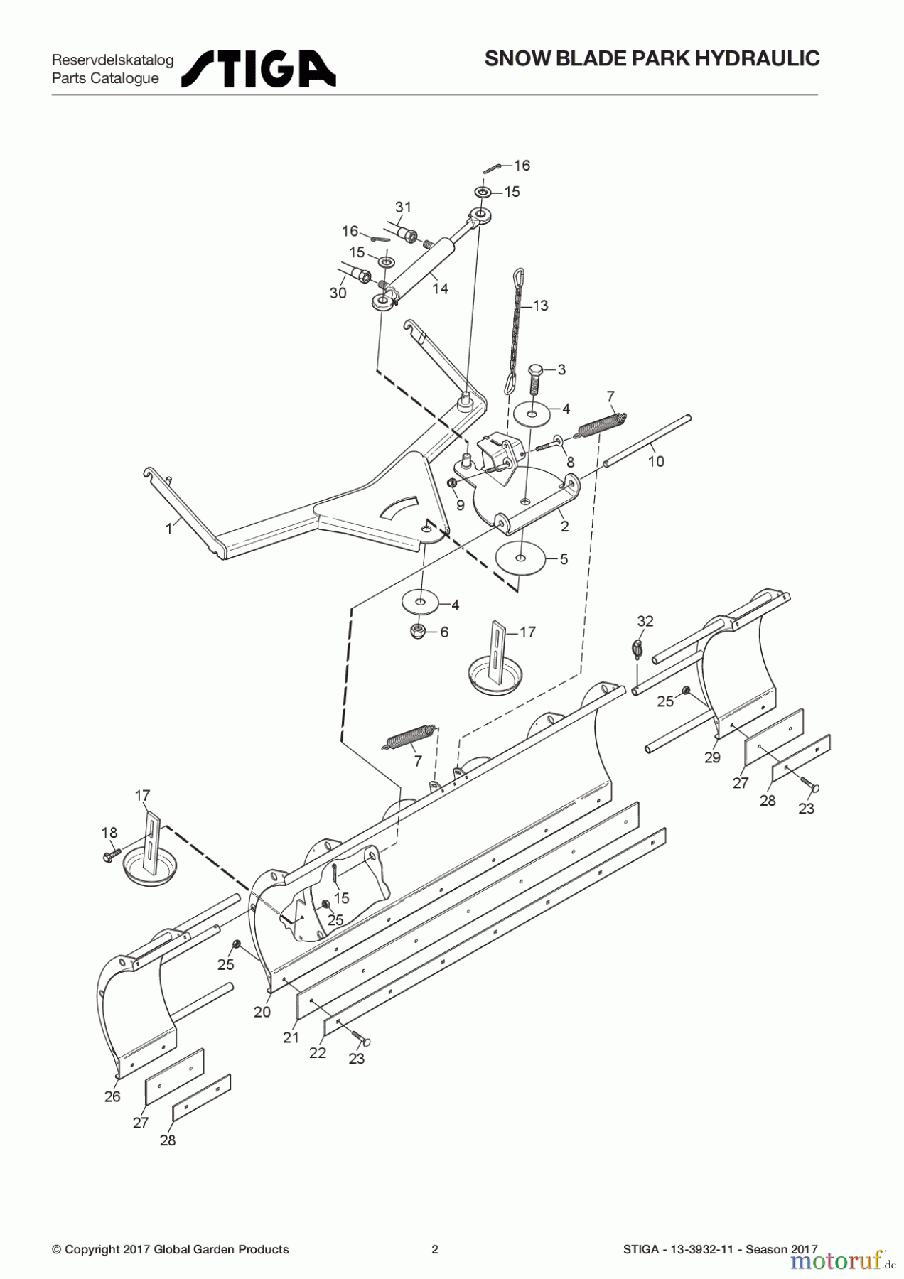 Stiga Frontmäher Zubehör Anbau 2017 Front Mower SNOW BLADE PARK HYDRAULIC 13-3932-11 - Season 2017