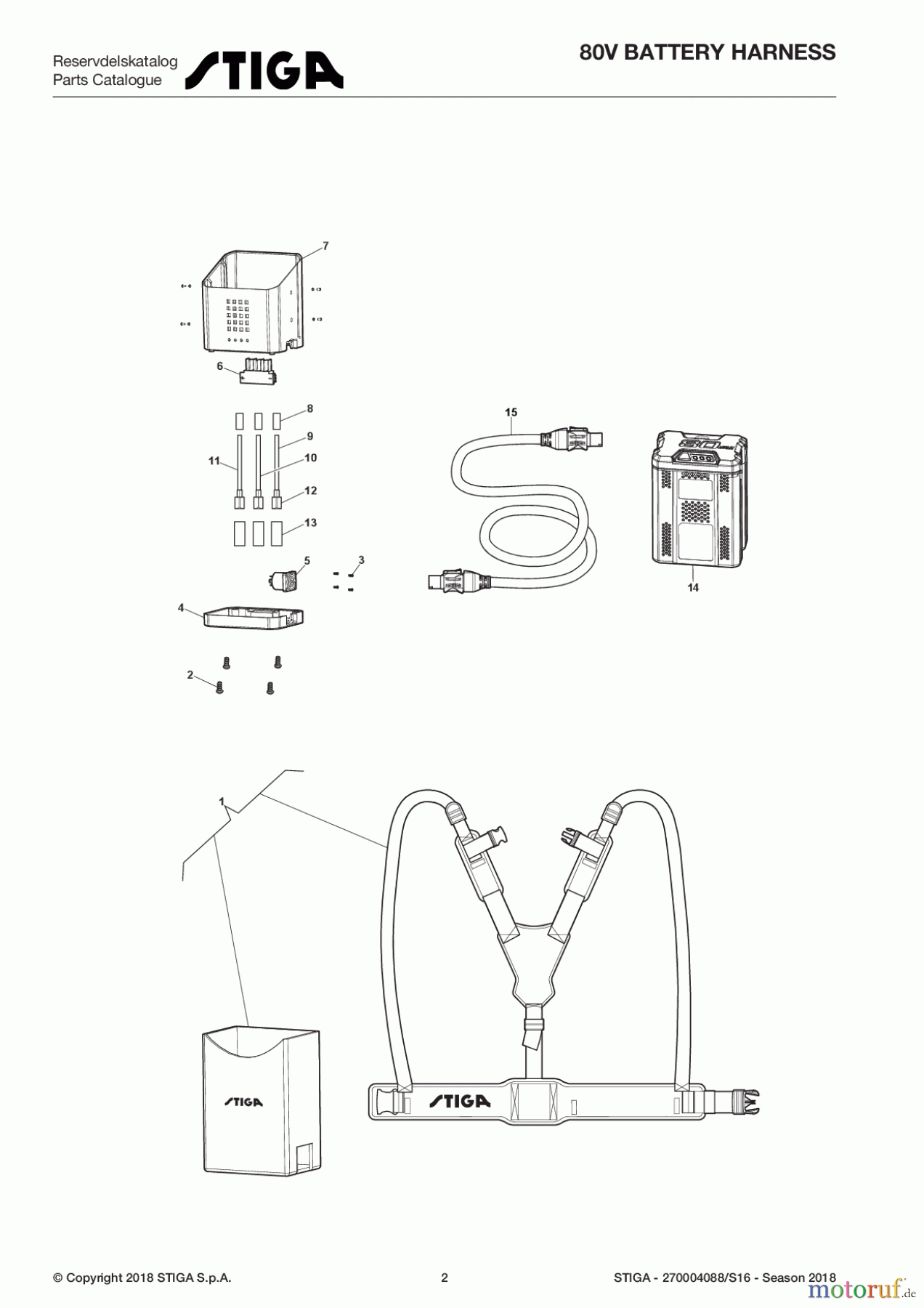 Stiga Kettensägen Baujahr 2017 Akku 2017 80V BATTERY HARNESS 270004088/S16 - Season 2017