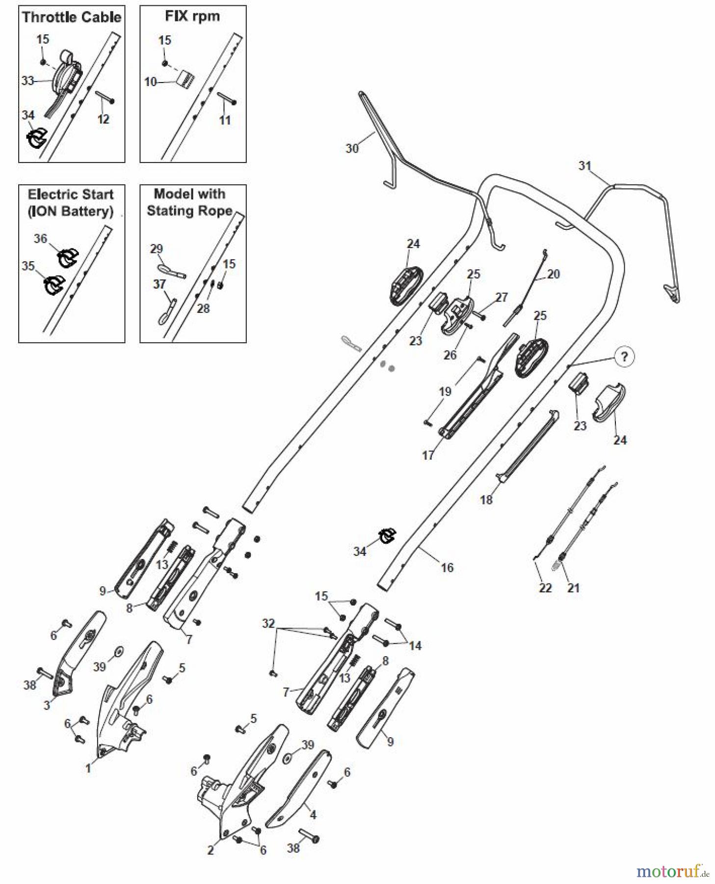 Global Garden Products GGP Rasenmäher Baujahr 2017 Benzin Mit Antrieb 2017 MP2 554 S-R (ROLLER) Chassis/Handle, Upper Part