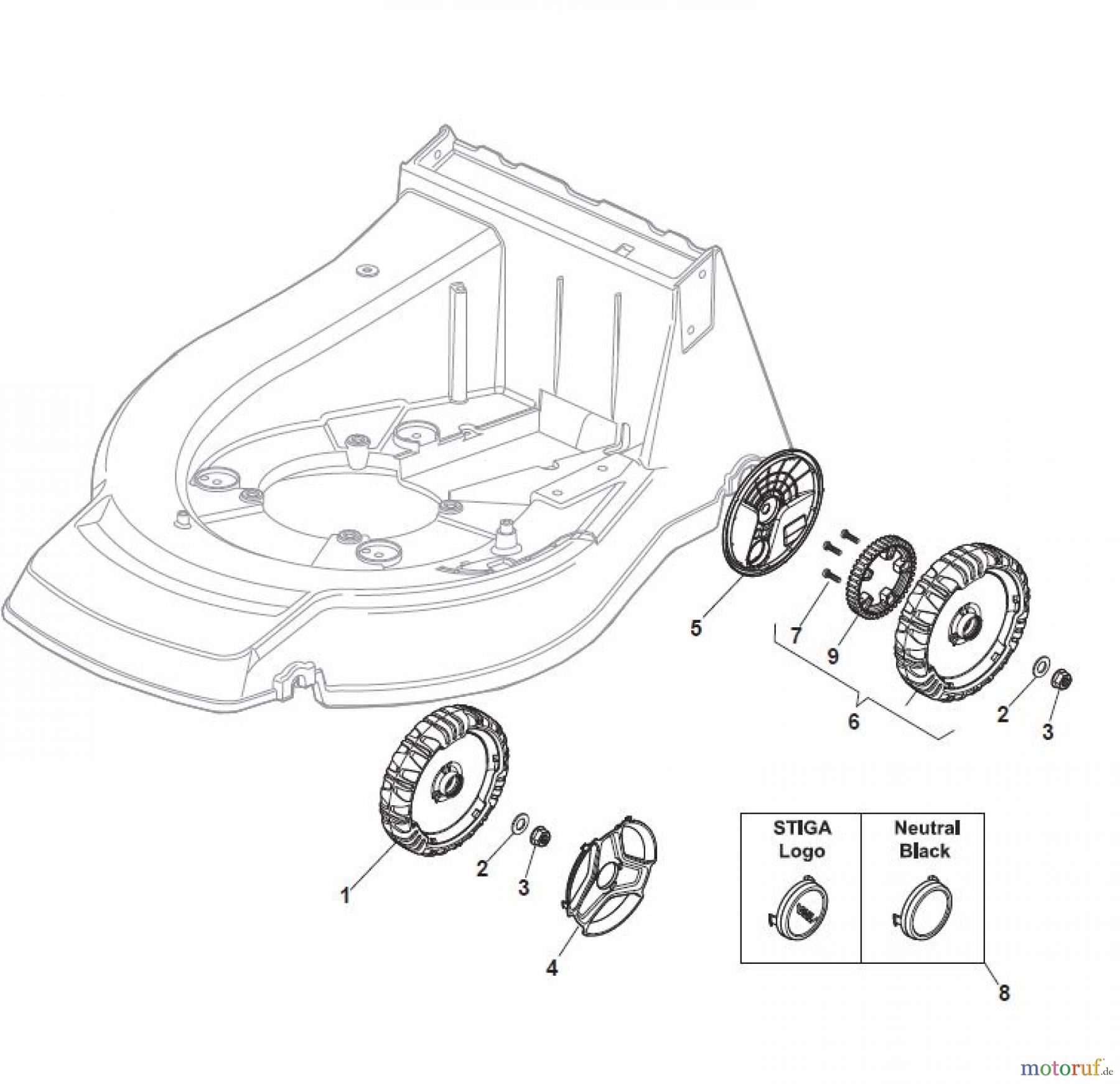  Global Garden Products GGP Rasenmäher Baujahr 2017 Benzin Mit Antrieb 2017 NP 534 TR/E 3S Wheel and Hub Cap