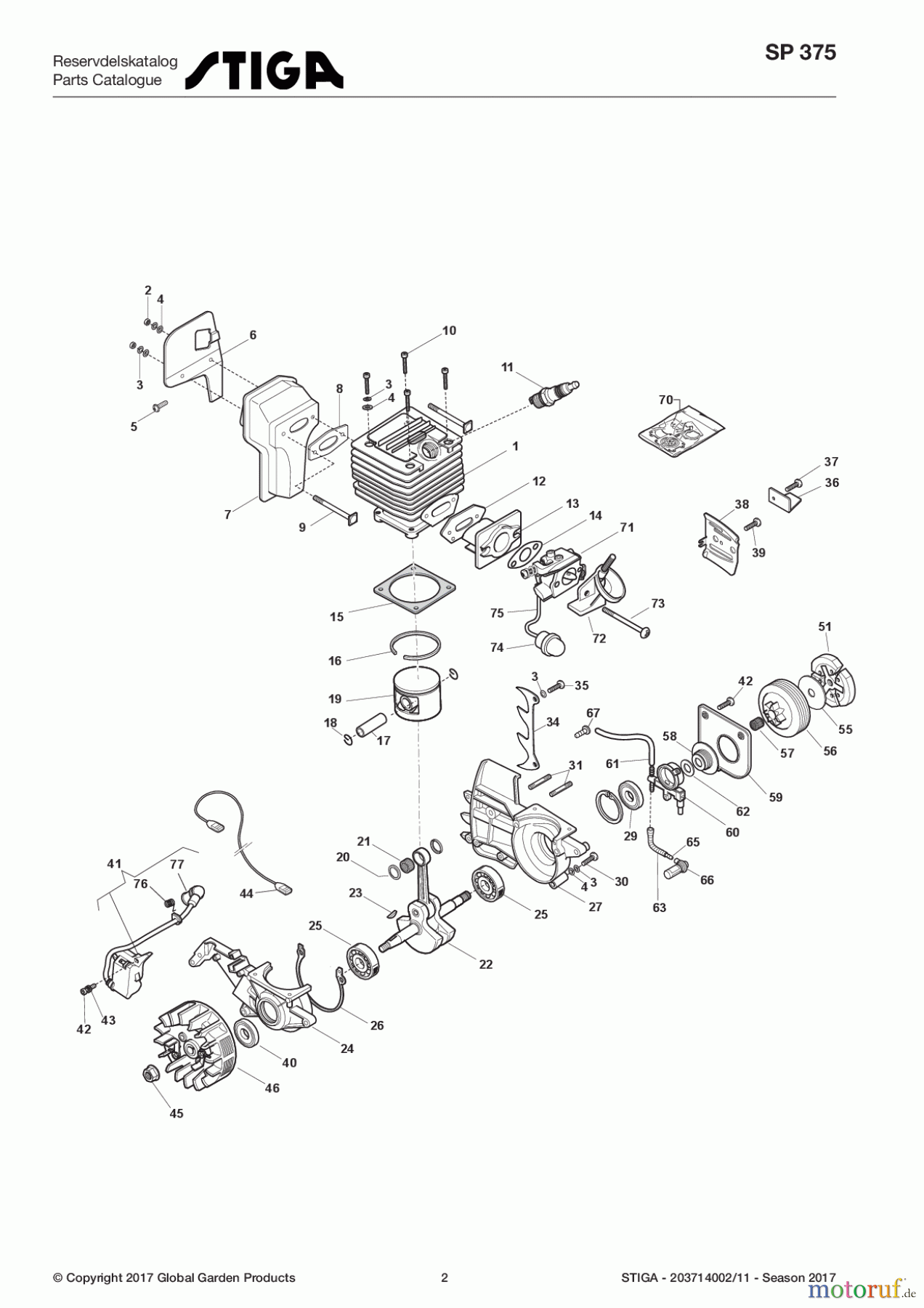 Stiga Kettensägen Baujahr 2017 Benzin 2017 SP 375 203714002/11 - Season 2017 Engine