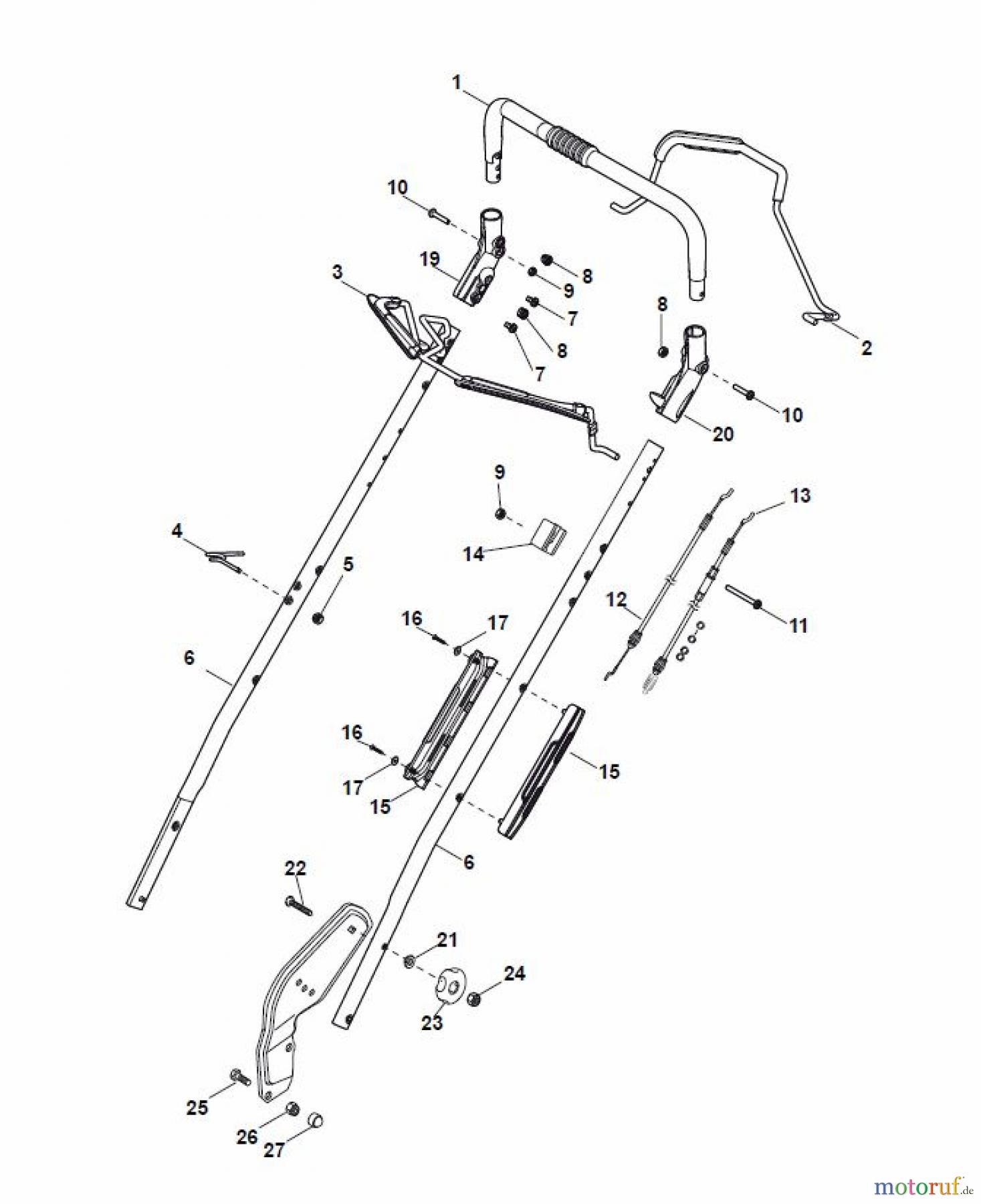 Global Garden Products GGP Rasenmäher Baujahr 2017 Benzin Mit Antrieb 2017 NP 534 W TR/E Handle, Upper Part