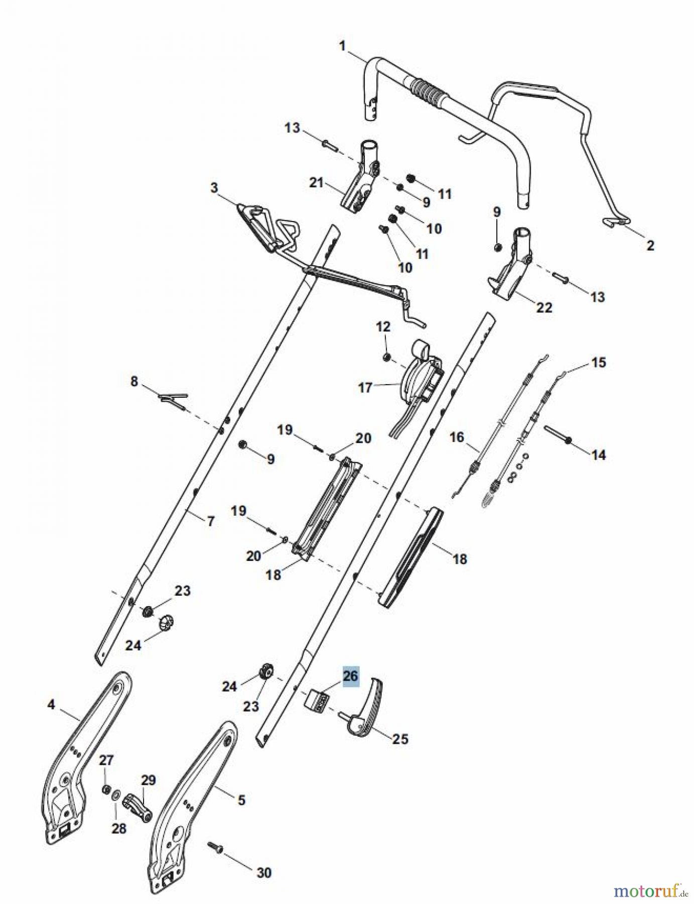 Global Garden Products GGP Rasenmäher Baujahr 2017 Benzin Mit Antrieb 2017 NT 484 W TR - 484 W TRQ Handle, Upper Part