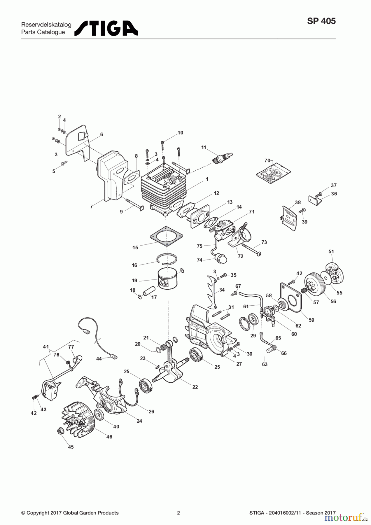 Stiga Kettensägen Baujahr 2017 Benzin 2017 SP 405 204016002/11 - Season 2017 Engine