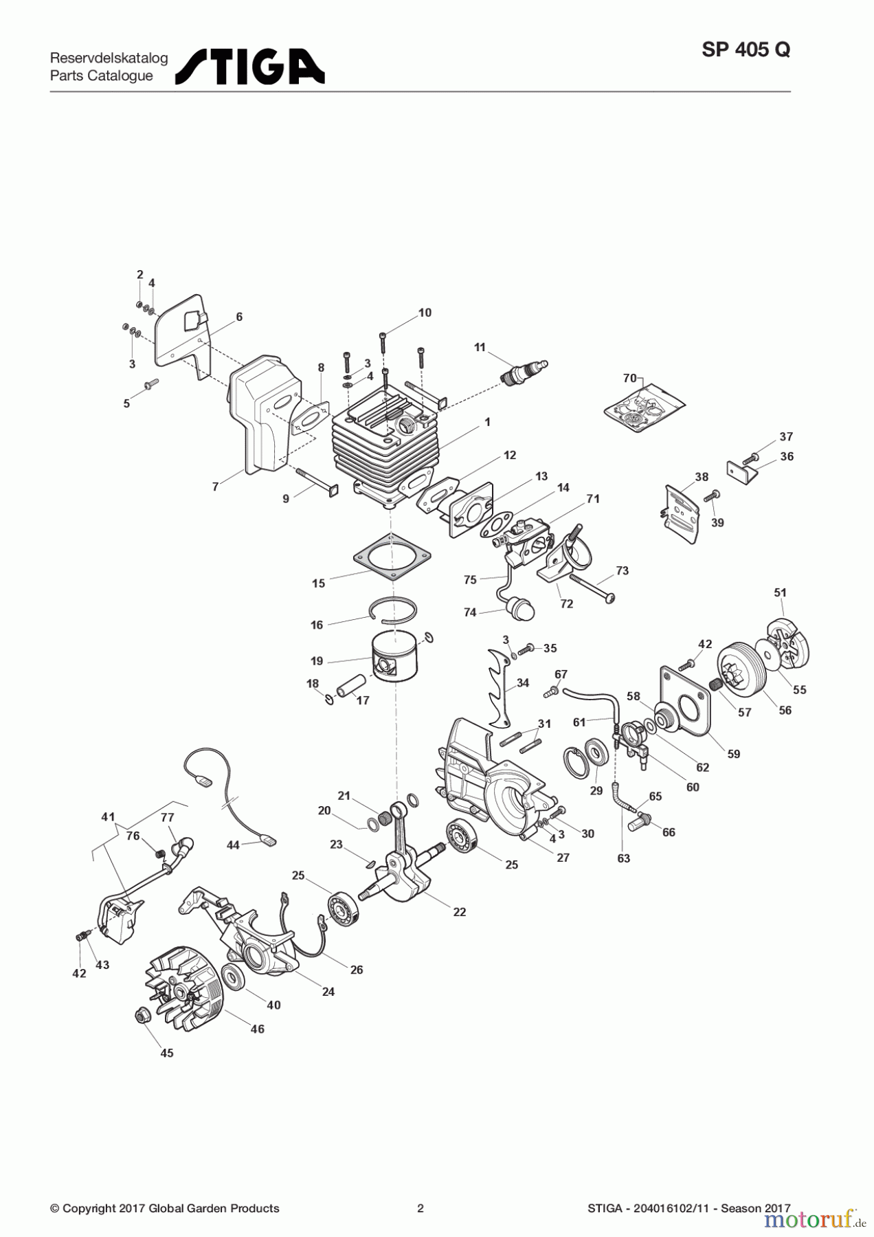  Stiga Kettensägen Baujahr 2017 Benzin 2017 SP 405 Q 204016102/11 - Season 2017 Engine
