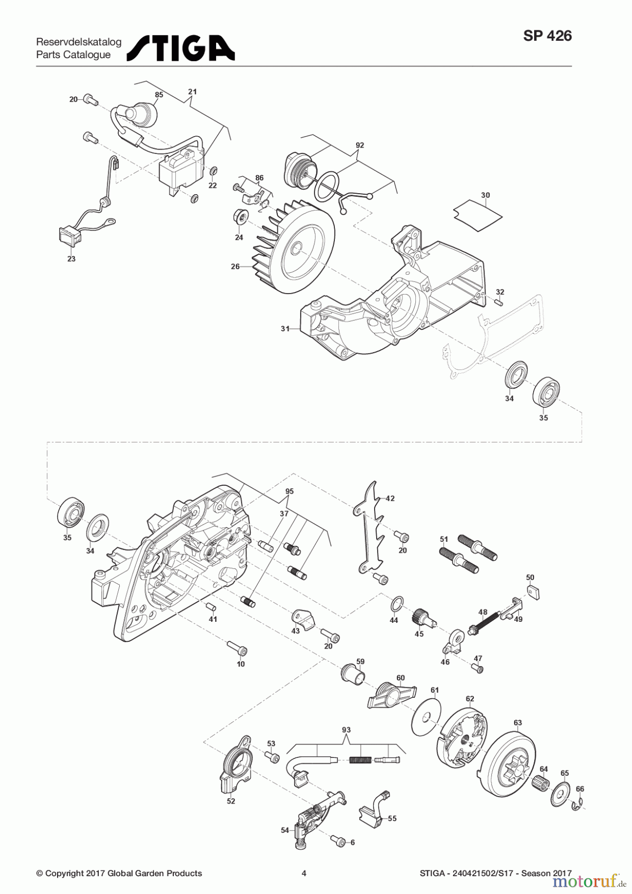 Stiga Kettensägen Baujahr 2017 Benzin 2017 SP 426 240421502/S17 - Season 2017 Engine