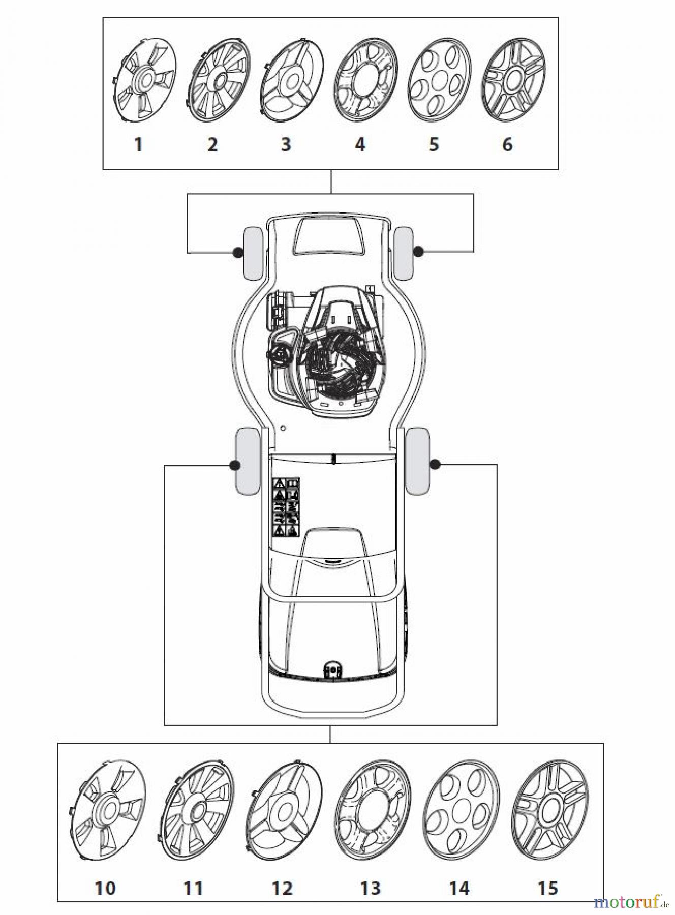 Global Garden Products GGP Rasenmäher Baujahr 2017 Benzin Mit Antrieb 2017 NT 484 W TR/E - W TRQ/E Hub Caps