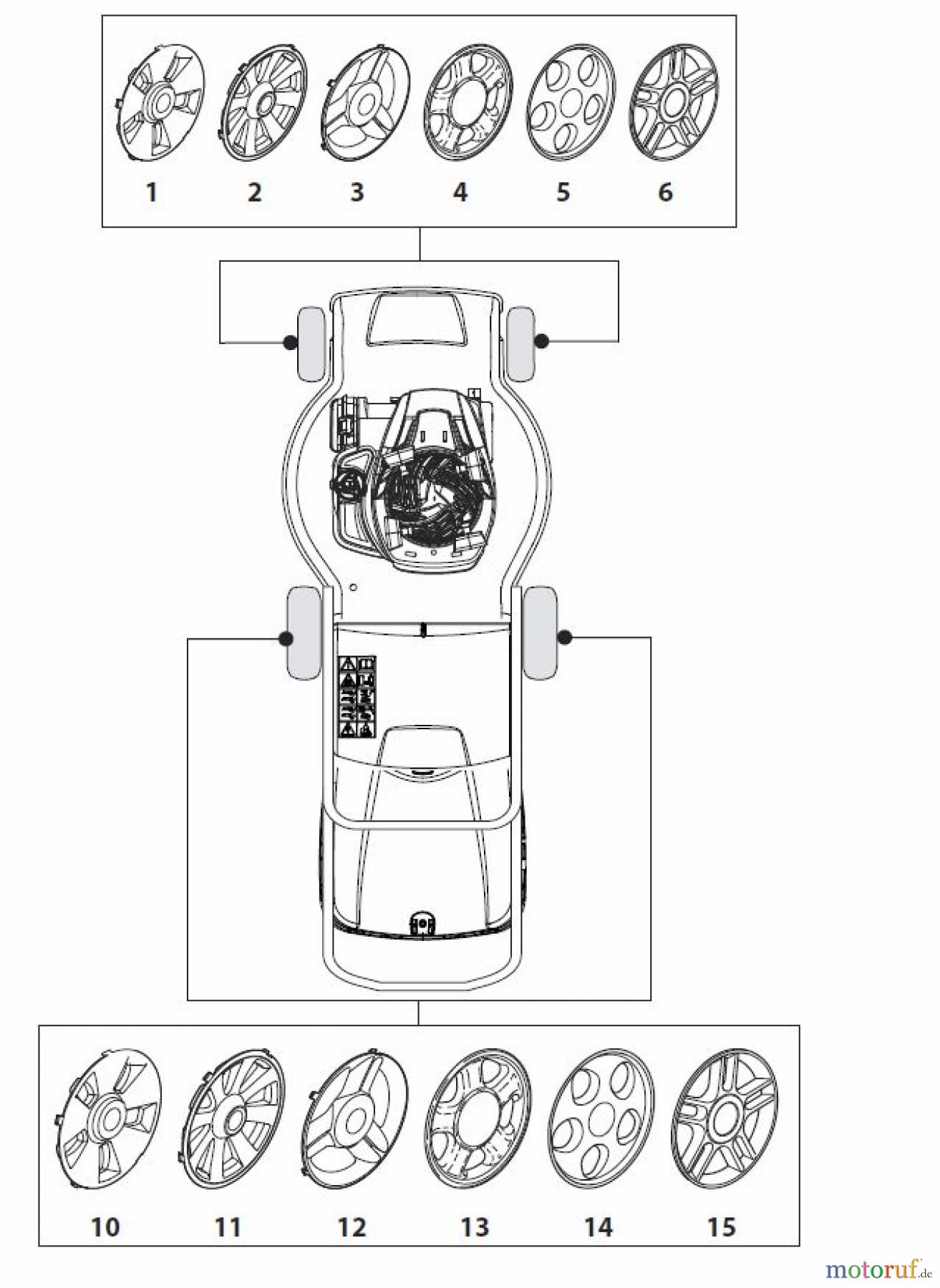 Global Garden Products GGP Rasenmäher Baujahr 2017 Benzin Mit Antrieb 2017 NT 484 W TR/E 4S - W TRQ/E 4S Hub Caps