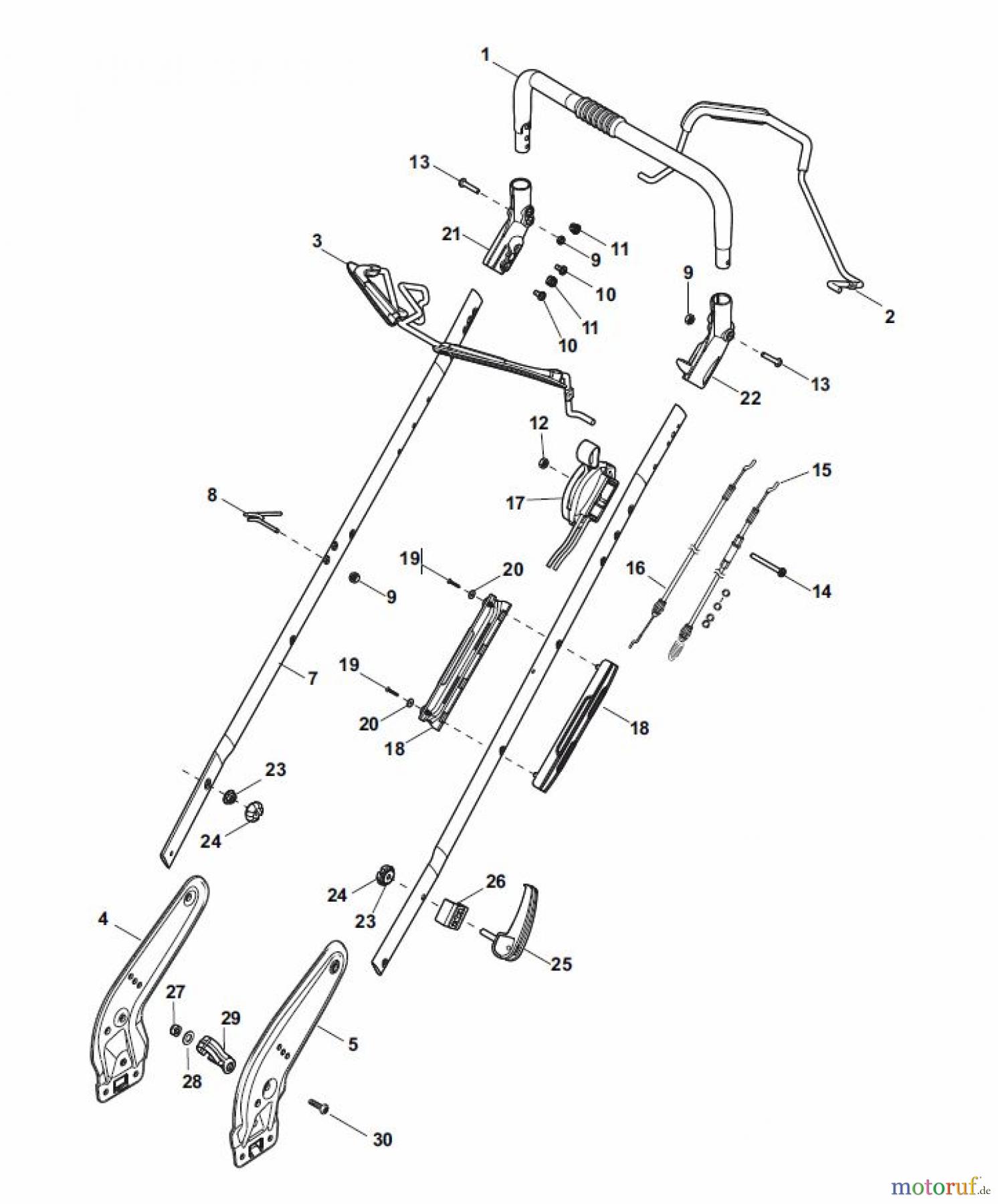  Global Garden Products GGP Rasenmäher Baujahr 2017 Benzin Mit Antrieb 2017 NT 534 TR - 534 TRQ Handle, Upper Part