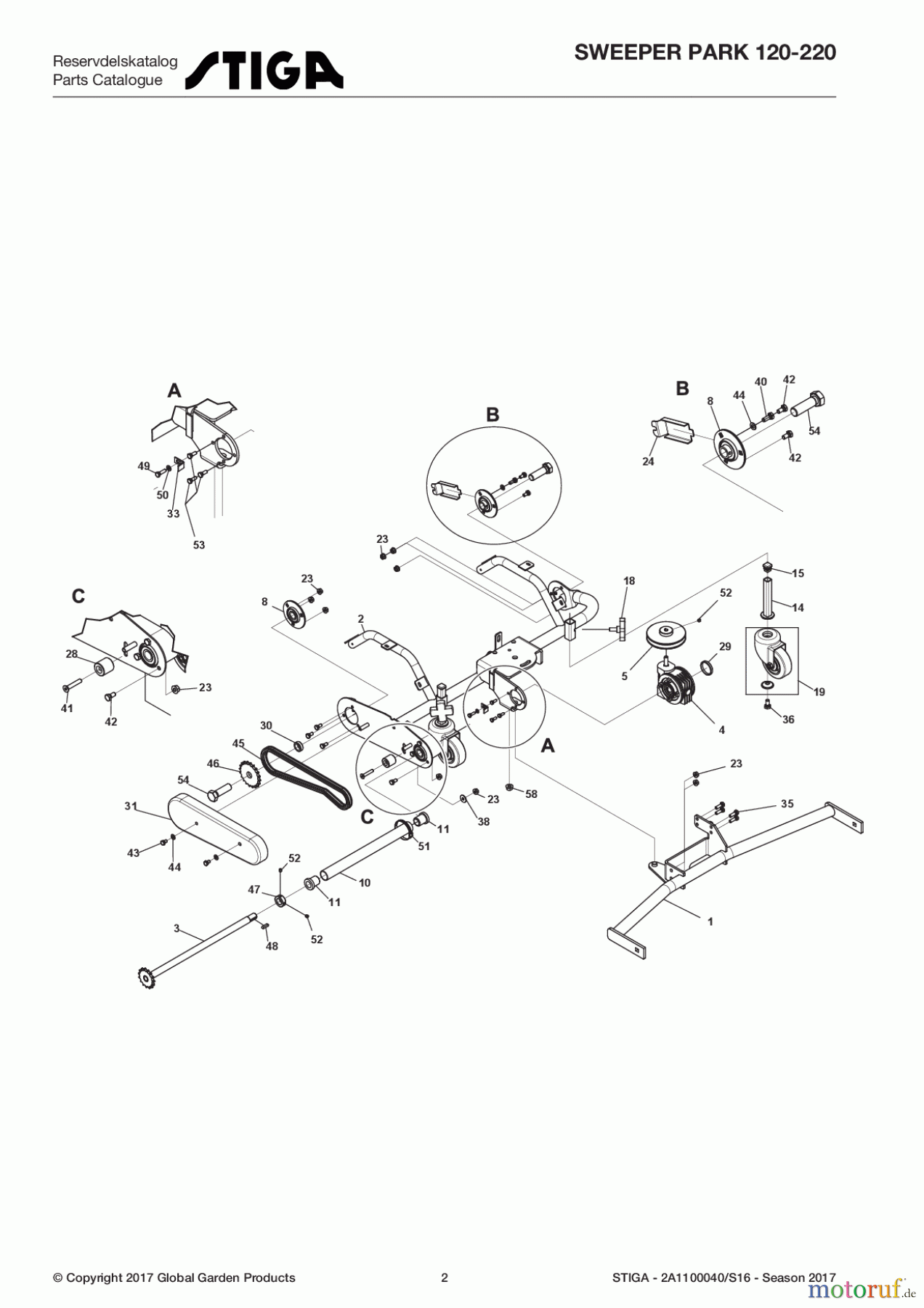 Stiga Frontmäher Zubehör Anbau 2017 Front Mower SWEEPER PARK 120-220 2A1100040/S16 - Season 2017 Sweeper