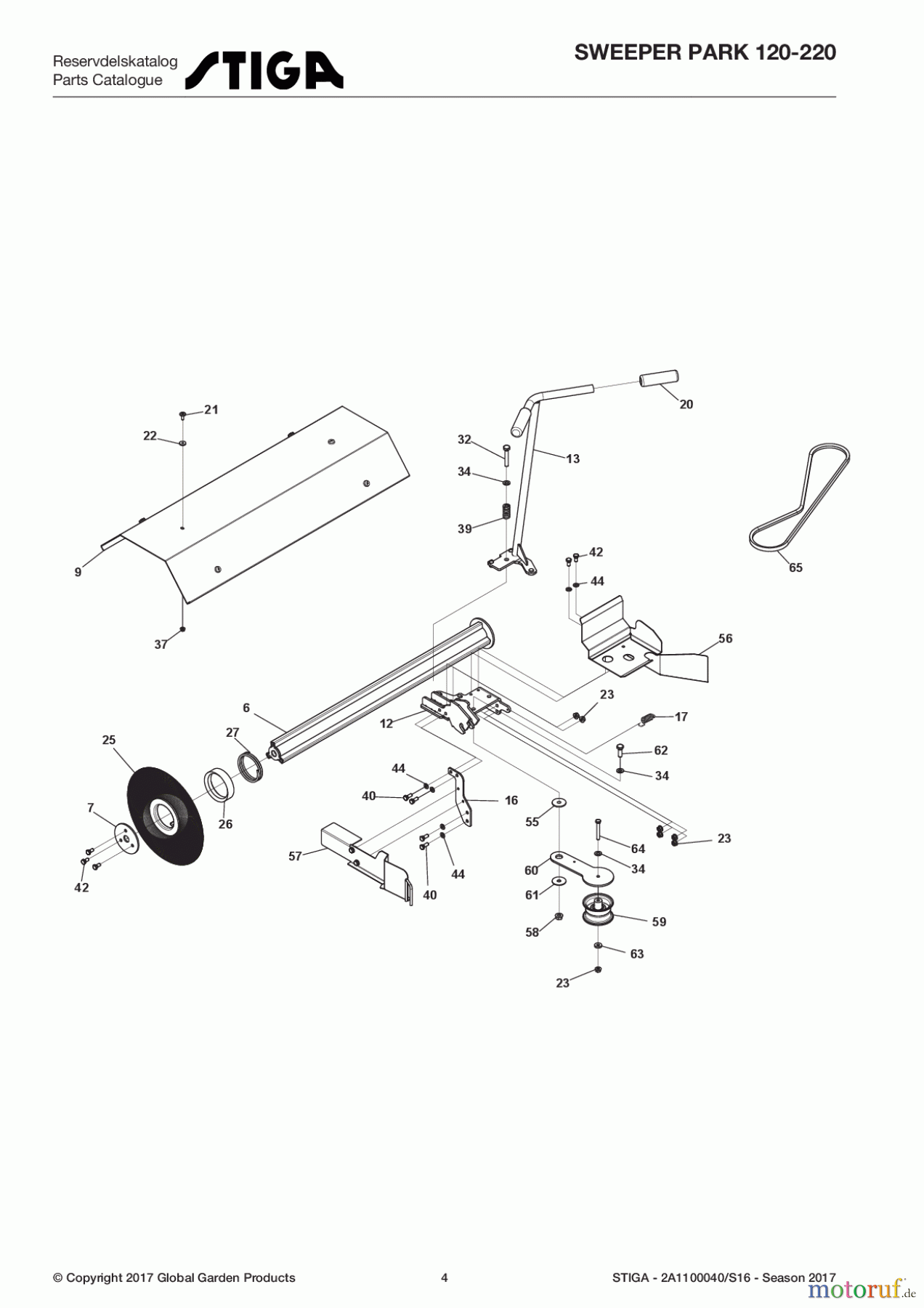 Stiga Frontmäher Zubehör Anbau 2017 Front Mower SWEEPER PARK 120-220 2A1100040/S16 - Season 2017 Sweeper