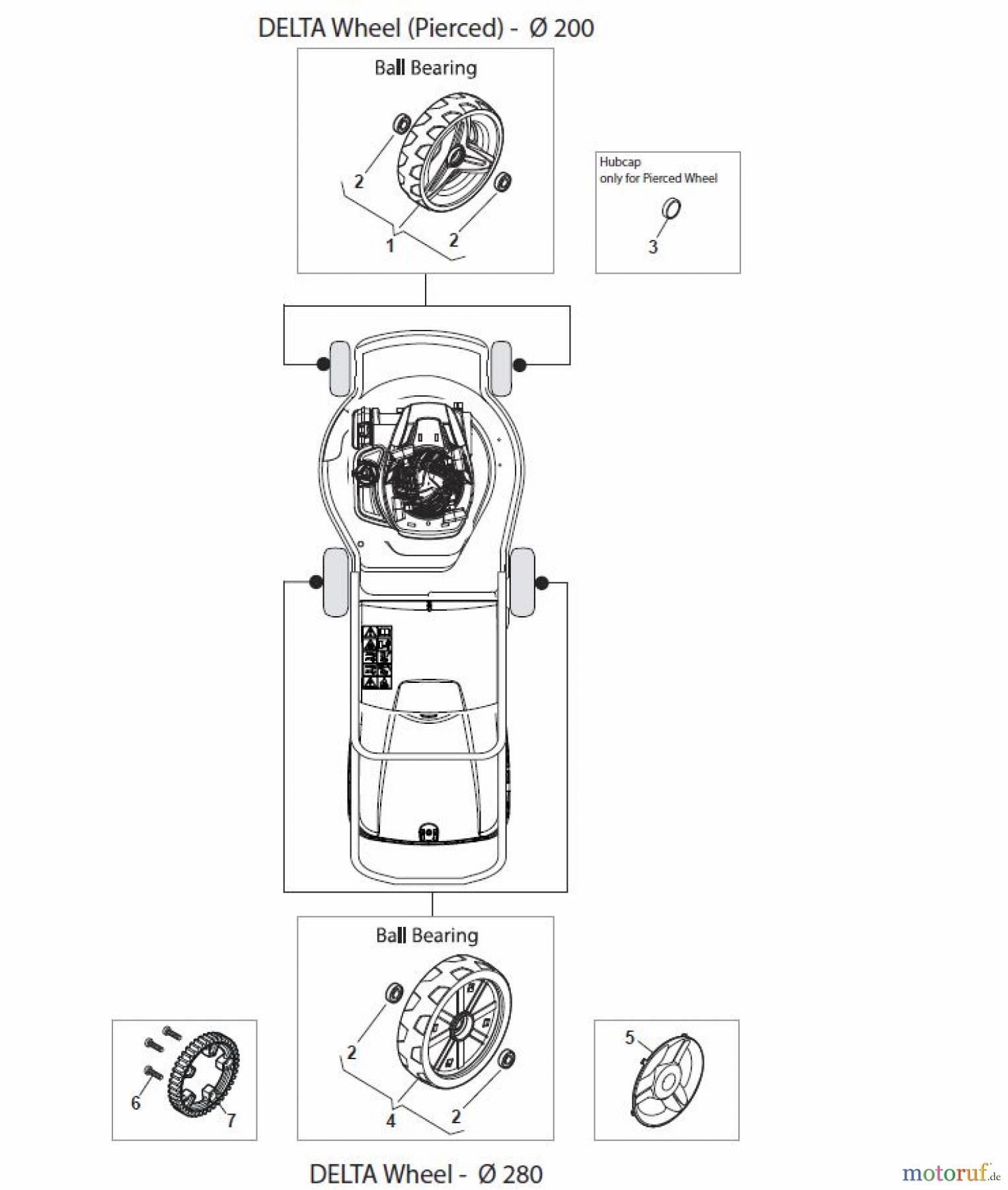 Global Garden Products GGP Rasenmäher Baujahr 2017 Benzin Mit Antrieb 2017 NTL 484 W TR/E - W TRQ/E 4S Wheels and Hub Caps