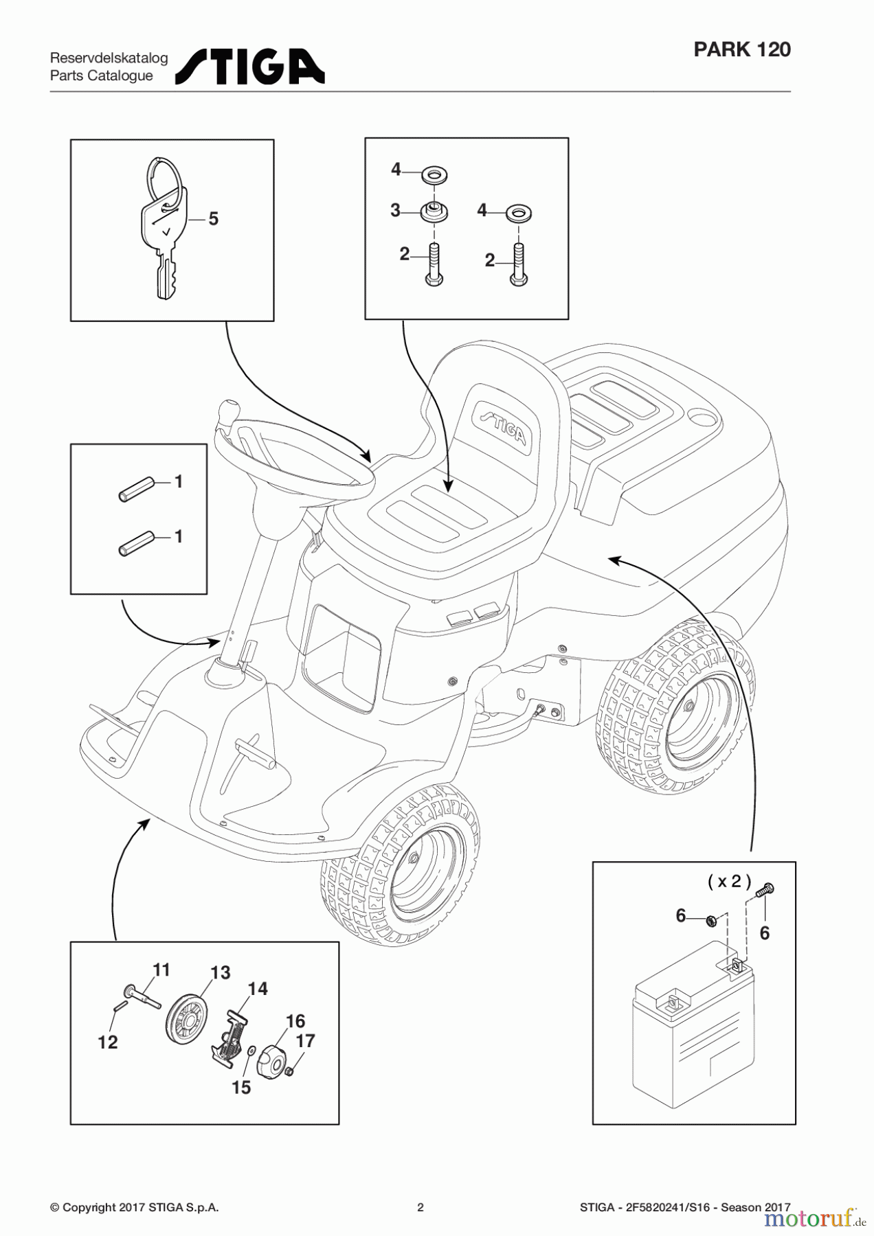  Stiga Frontmäher Baujahr 2017 Park 2017 Park 120 2F5820241/S16 - Season 2017 Assembly parts