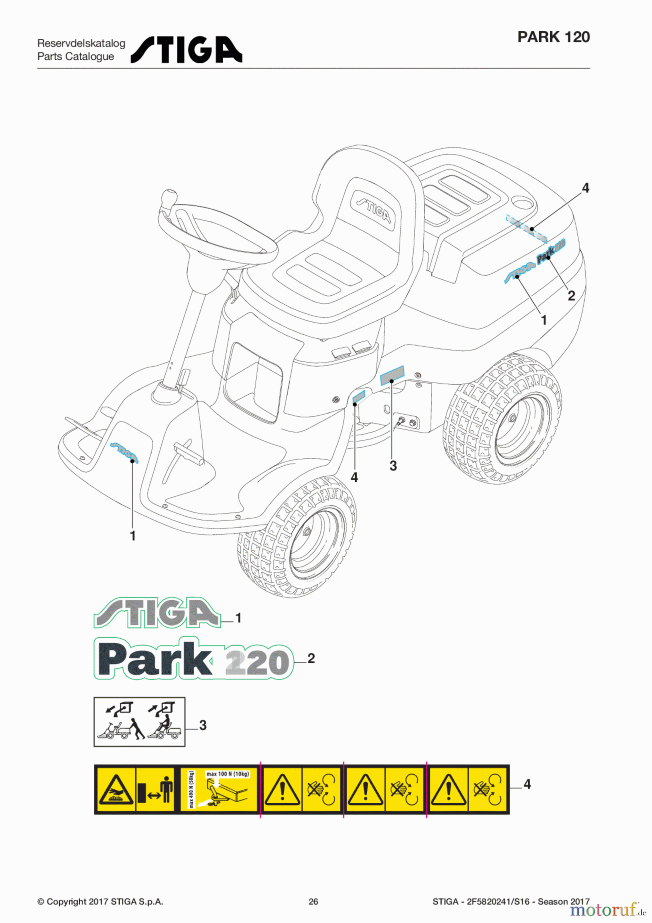Stiga Frontmäher Baujahr 2017 Park 2017 Park 120 2F5820241/S16 - Season 2017 Labels