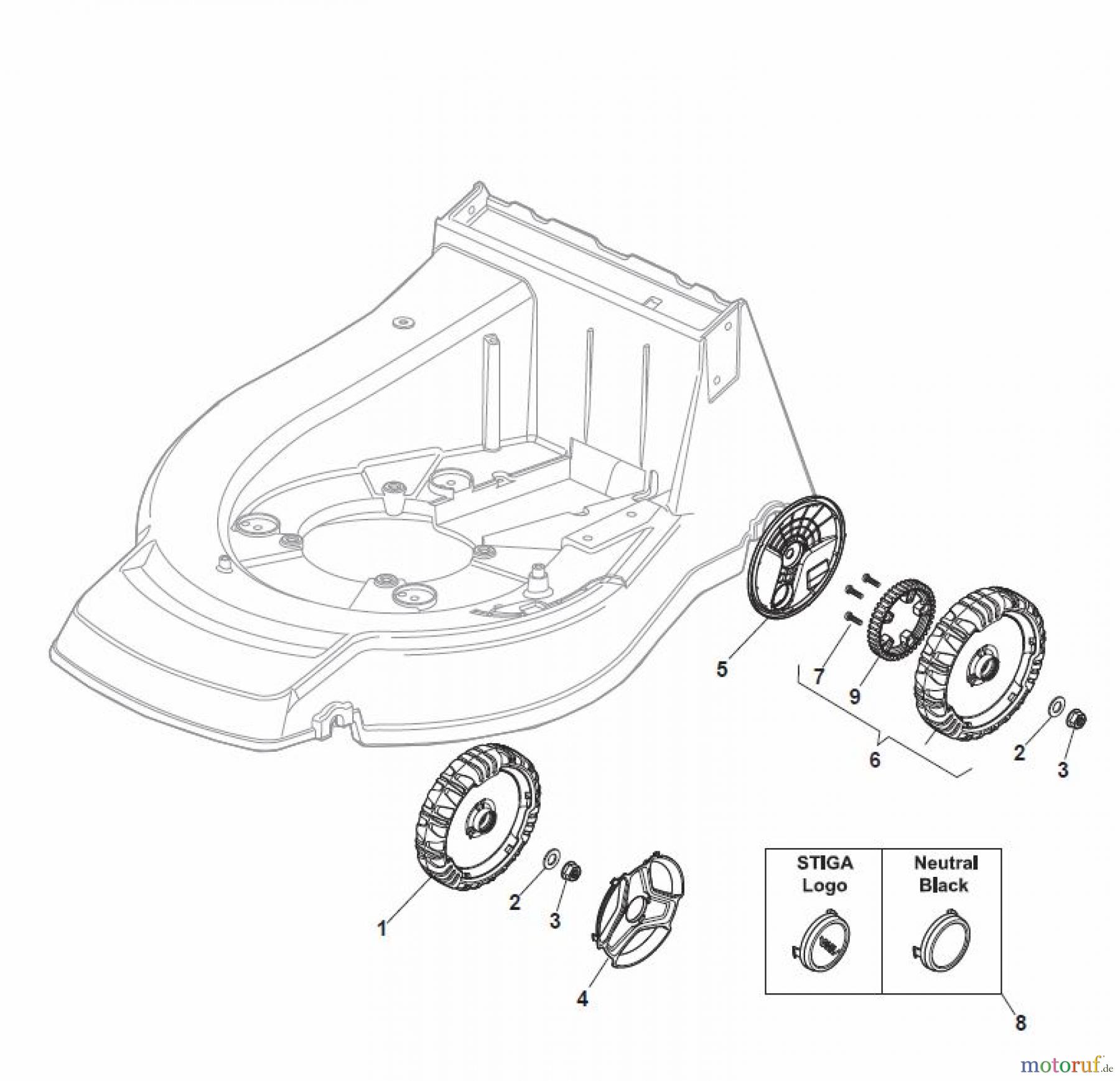  Global Garden Products GGP Rasenmäher Baujahr 2017 Benzin Mit Antrieb 2017 PAN 504 TR/E Wheel and Hub Cap