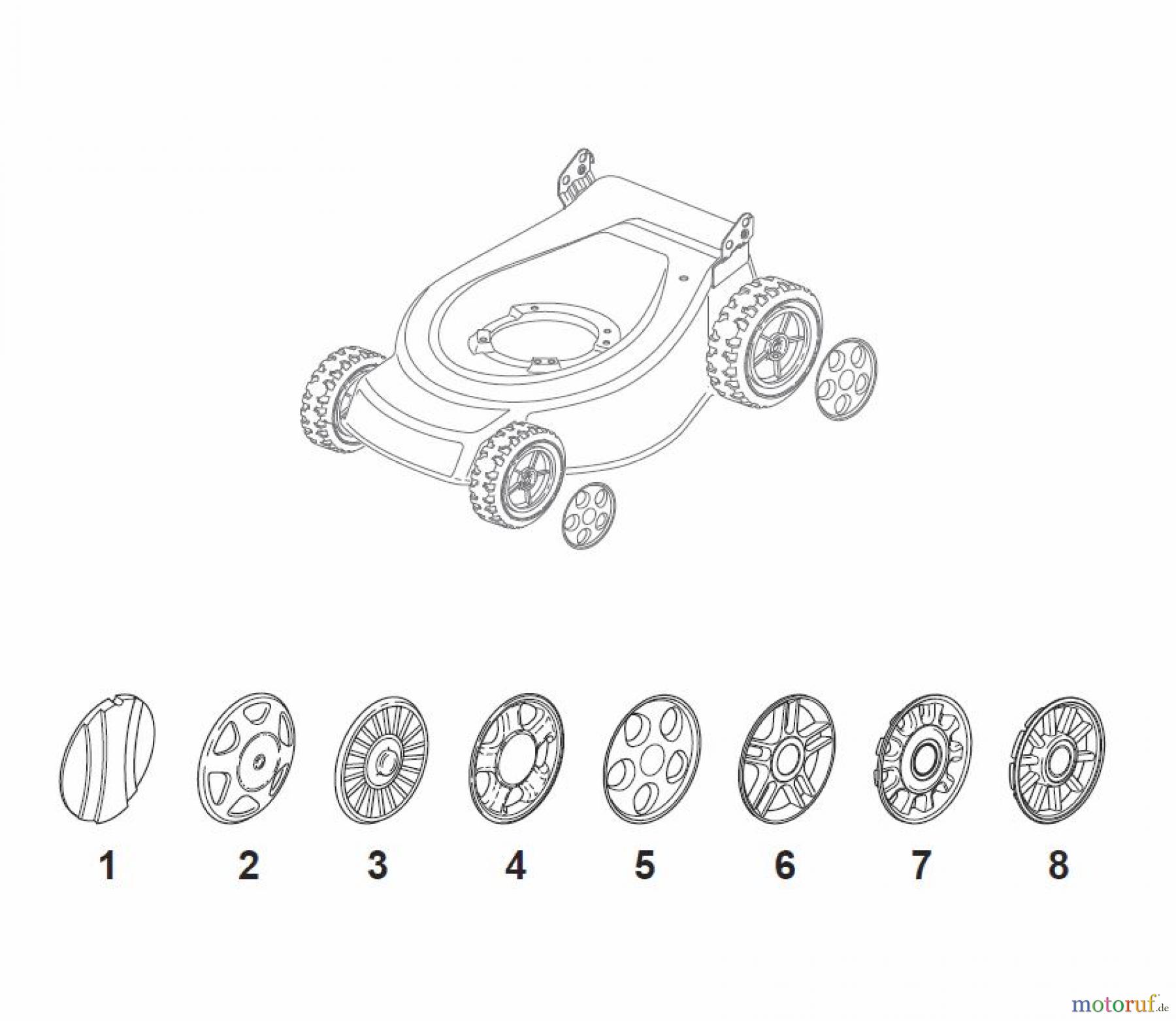 Global Garden Products GGP Rasenmäher Baujahr 2017 Benzin Mit Antrieb 2017 T 484 TR Wheels and Hub Caps