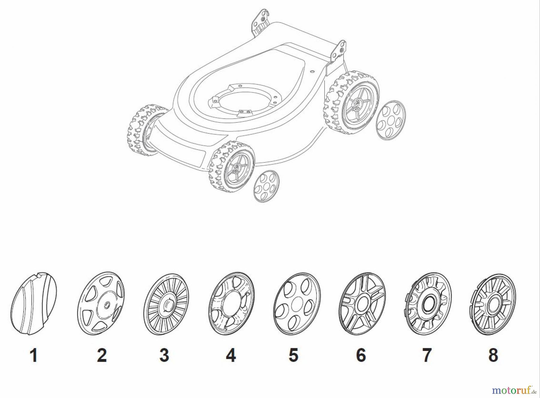 Global Garden Products GGP Rasenmäher Baujahr 2017 Benzin Ohne Antrieb 2017 DI 474 Wheelcaps