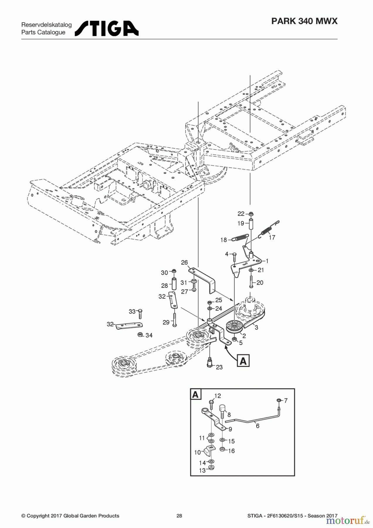 Stiga Frontmäher Baujahr 2017 Park Compact 2017 Park 340 MWX 2F6130620/S15 - Season 2017 Power take-off