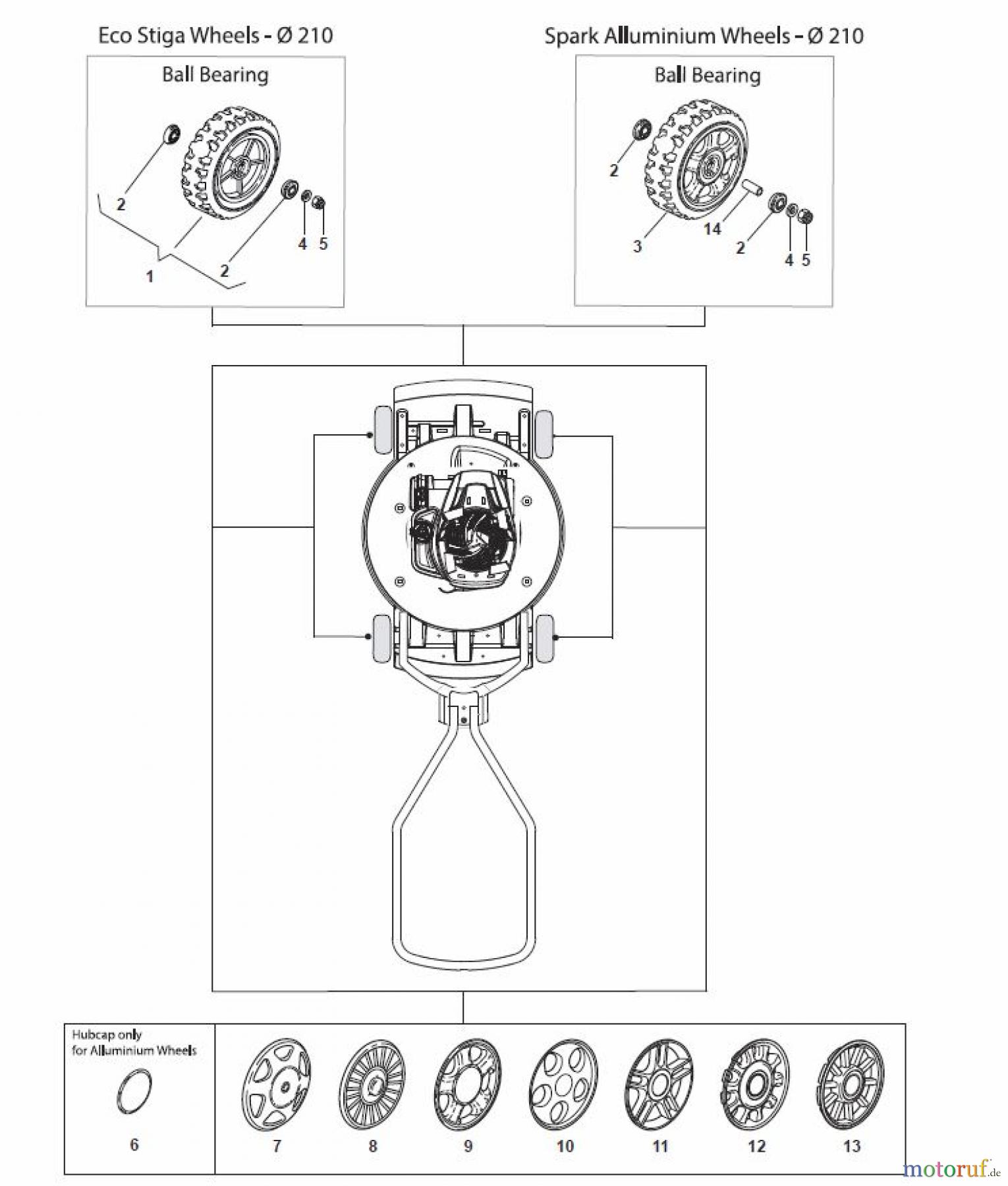 Global Garden Products GGP Rasenmäher Baujahr 2017 Benzin Ohne Antrieb 2017 MCS 504 Wheels and Hub Caps