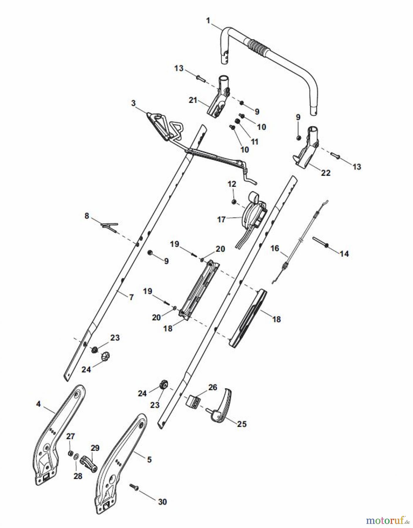 Global Garden Products GGP Rasenmäher Baujahr 2017 Benzin Ohne Antrieb 2017 NT 484 - 484 Q Handle, Upper Part