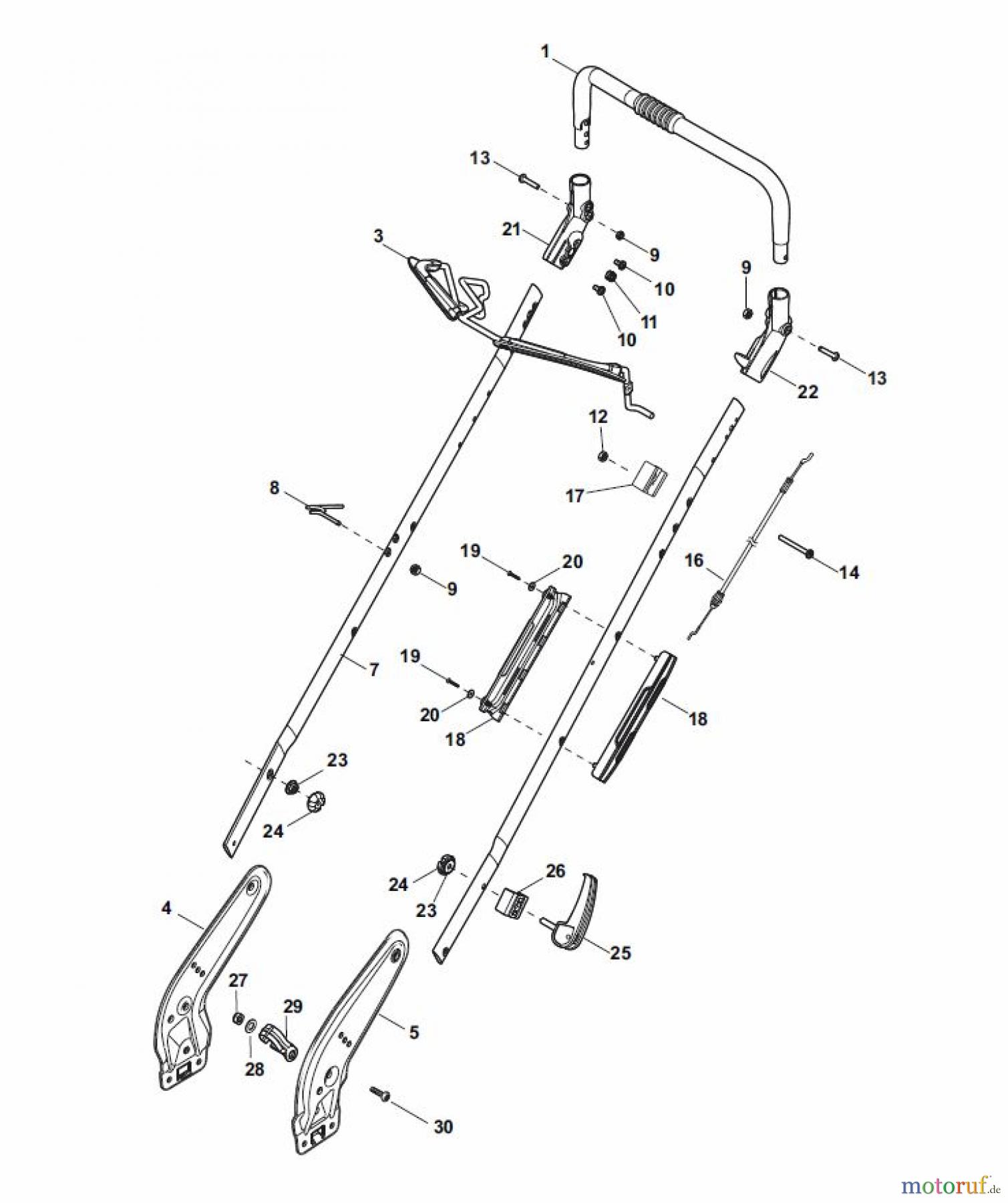 Global Garden Products GGP Rasenmäher Baujahr 2017 Benzin Ohne Antrieb 2017 NT 484 - 484 Q Handle, Upper Part