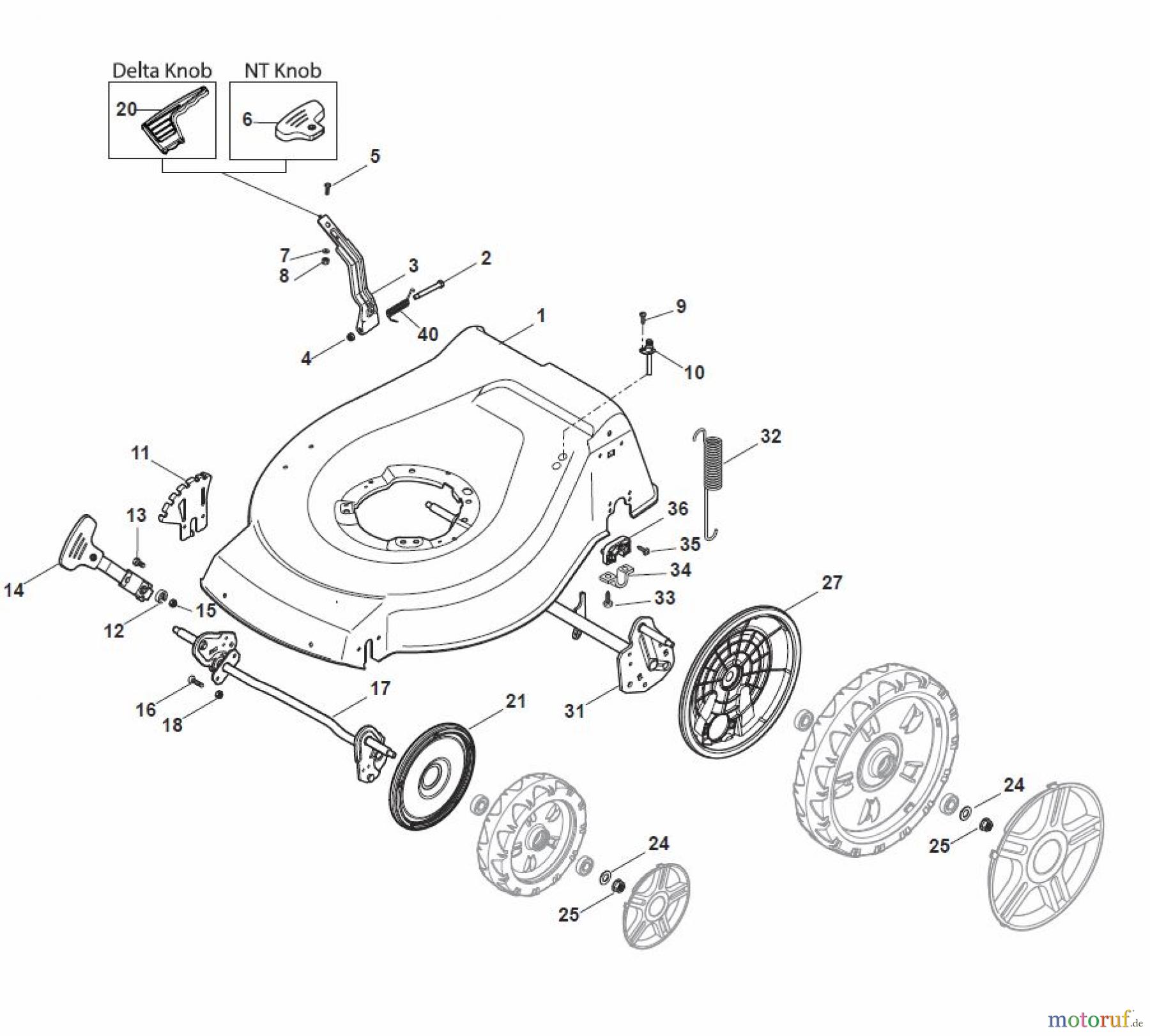 Global Garden Products GGP Rasenmäher Baujahr 2017 Benzin Ohne Antrieb 2017 NT 484 W - 484 WQ Deck And Height Adjusting