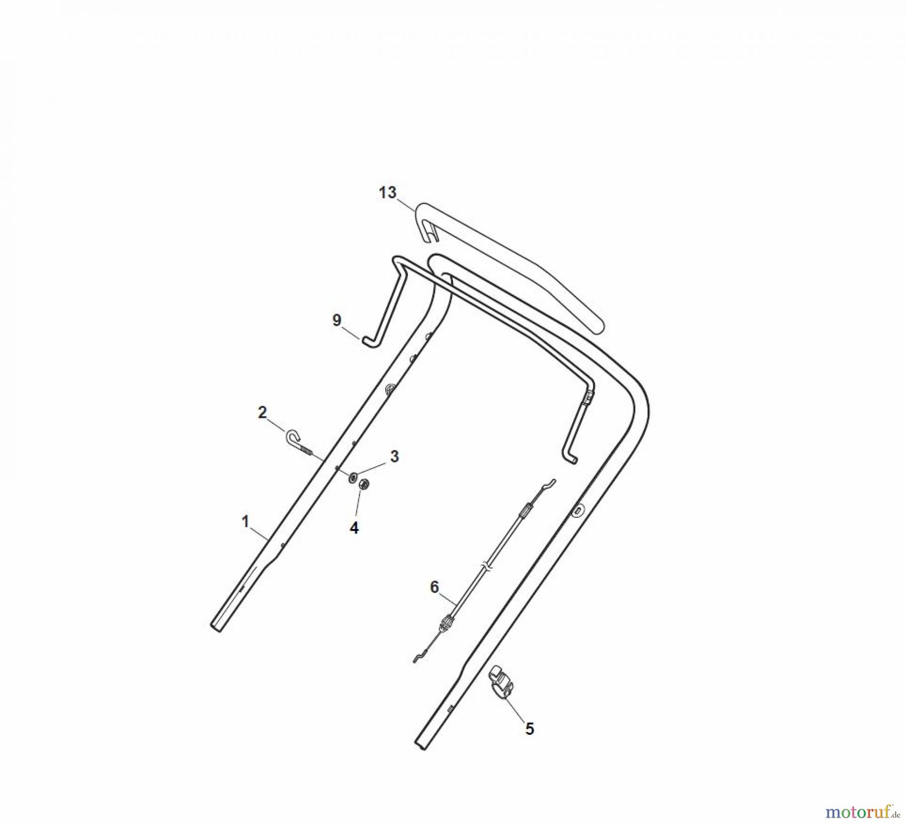 Global Garden Products GGP Rasenmäher Baujahr 2017 Benzin Ohne Antrieb 2017 NT 484 W - 484 WQ Handle, Upper Part - ECO