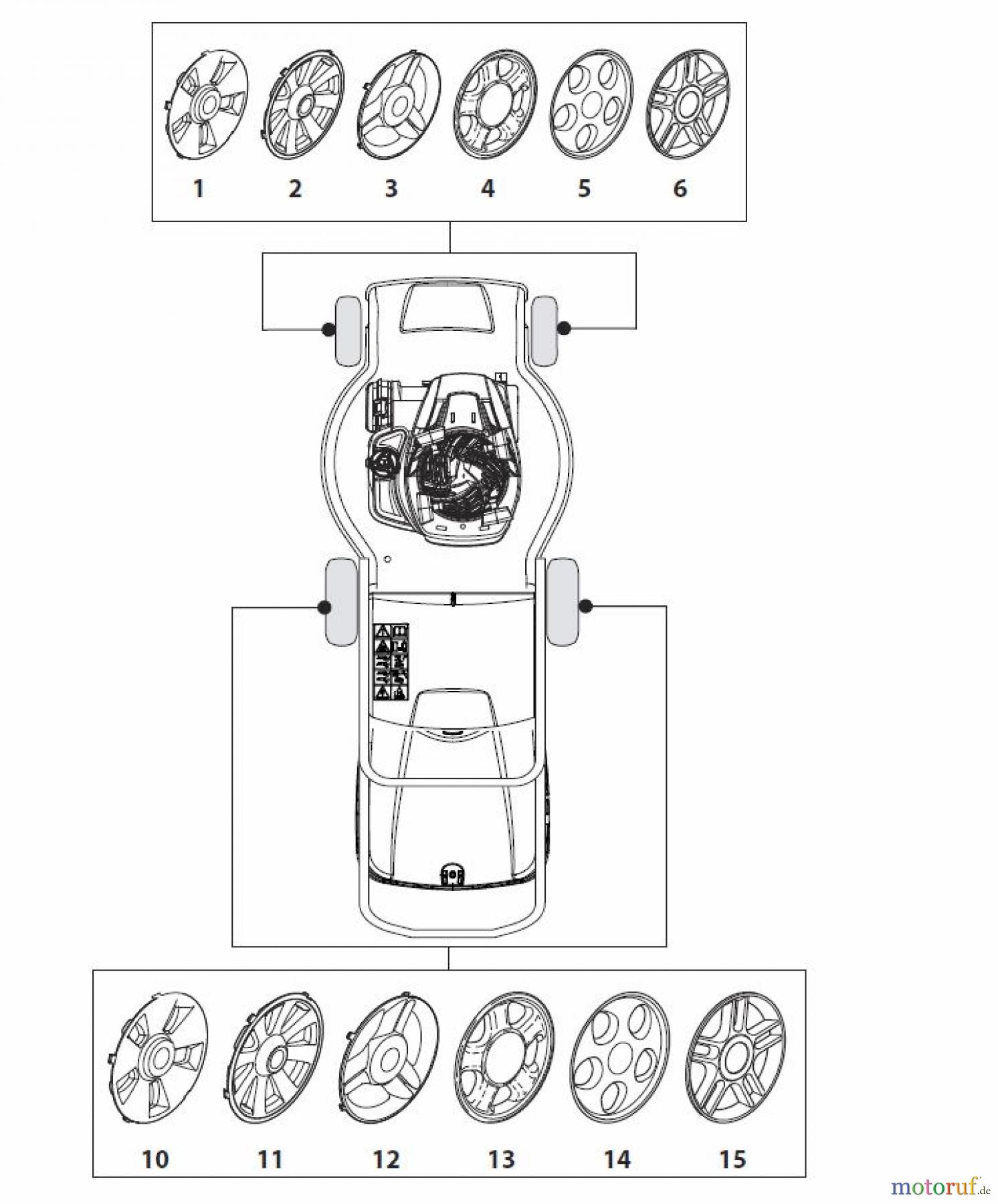 Global Garden Products GGP Rasenmäher Baujahr 2017 Benzin Ohne Antrieb 2017 NT 484 W - 484 WQ Hub Caps