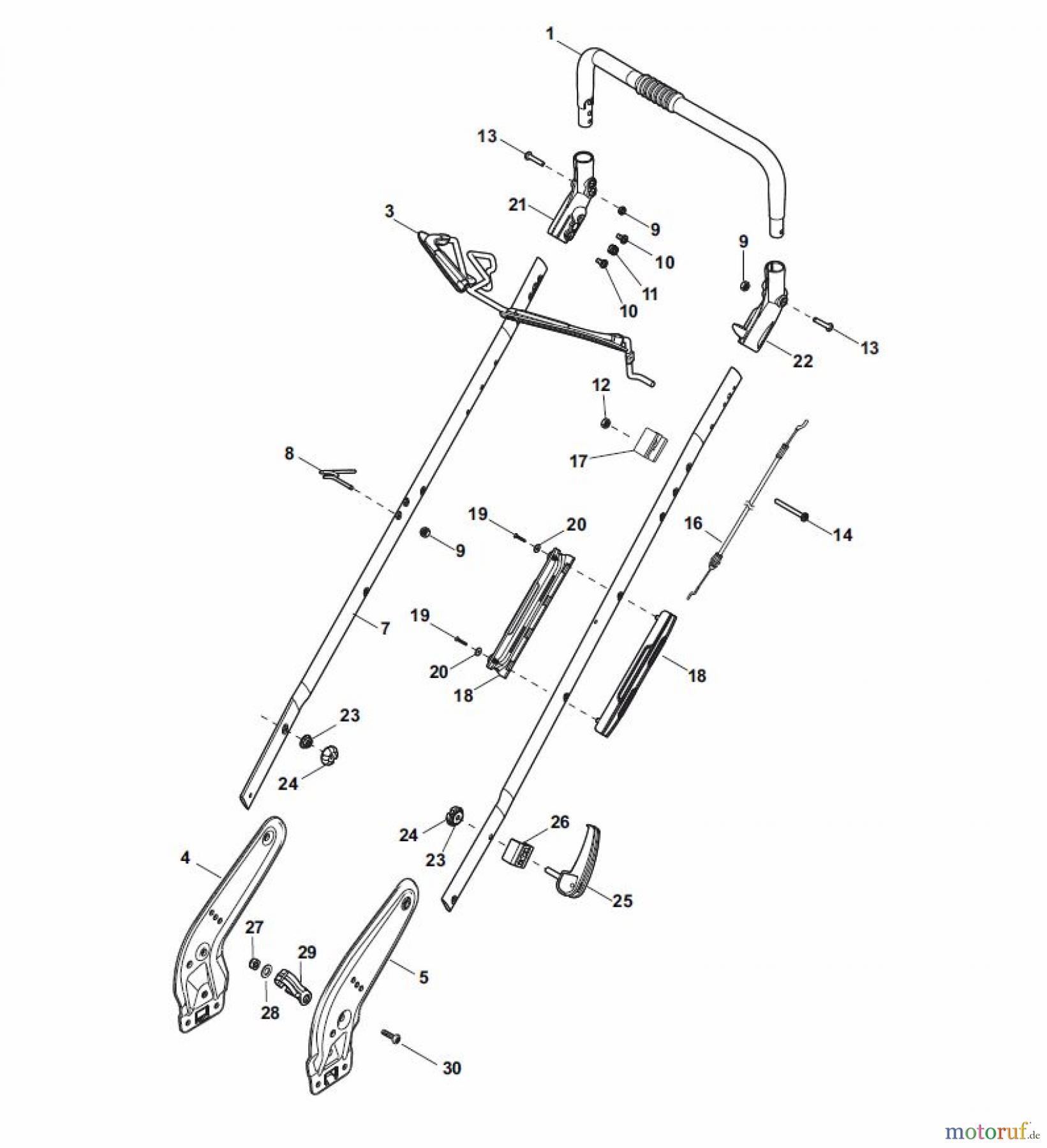 Global Garden Products GGP Rasenmäher Baujahr 2017 Benzin Ohne Antrieb 2017 NT 534 W - 534 WQ Handle, Upper Part