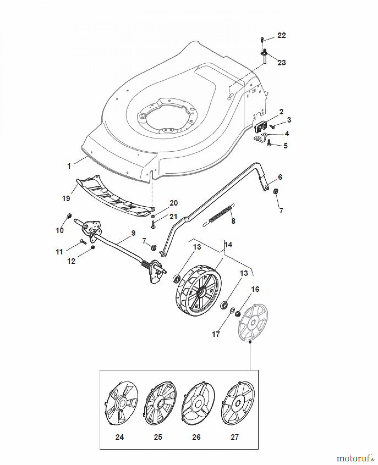  Global Garden Products GGP Rasenmäher Baujahr 2017 Benzin Ohne Antrieb 2017 NTL 434-R (Roller) Deck And Height Adjusting