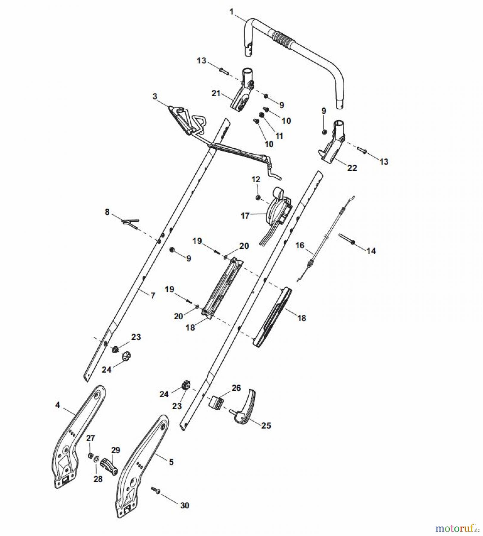 Global Garden Products GGP Rasenmäher Baujahr 2017 Benzin Ohne Antrieb 2017 NTL 484 W - 484 WQ Handle, Upper Part