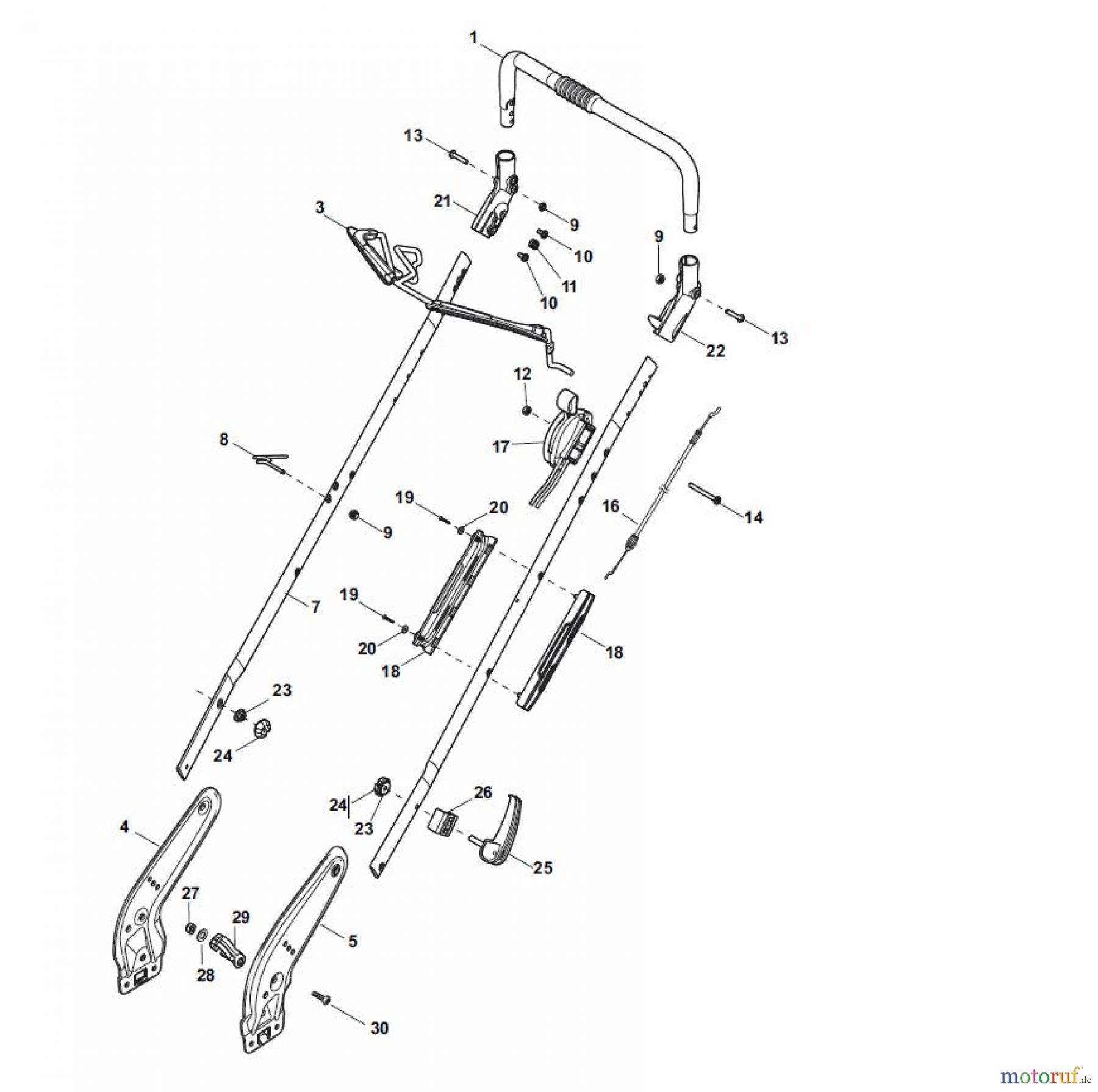 Global Garden Products GGP Rasenmäher Baujahr 2017 Benzin Ohne Antrieb 2017 NTL 534 W - 534 WQ Handle, Upper Part