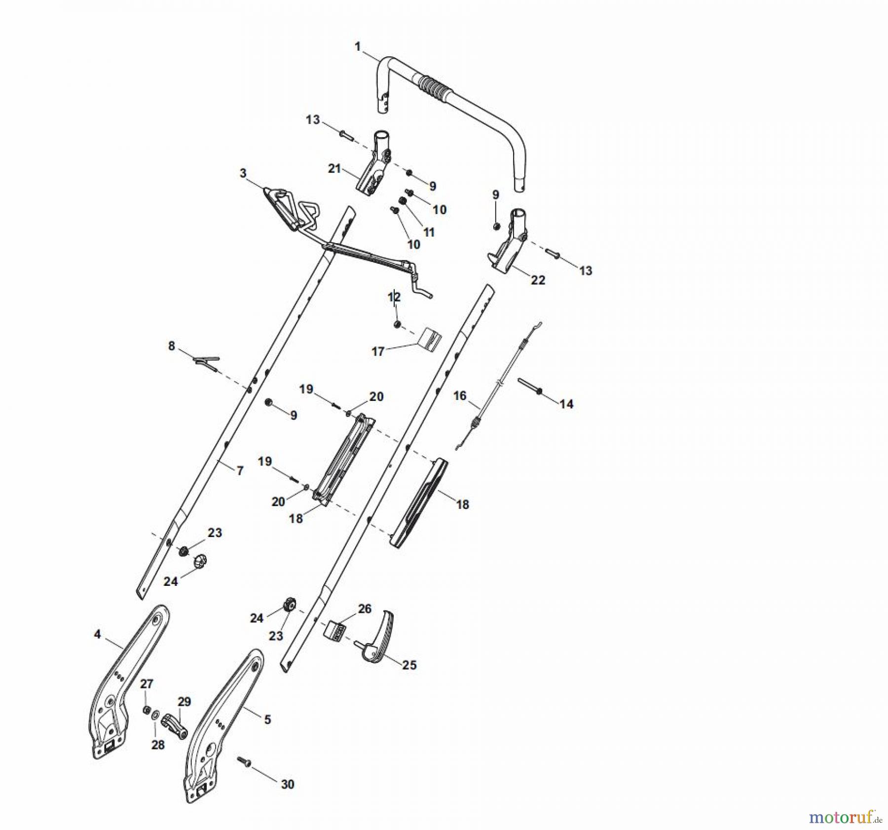 Global Garden Products GGP Rasenmäher Baujahr 2017 Benzin Ohne Antrieb 2017 NTL 534 W - 534 WQ Handle, Upper Part