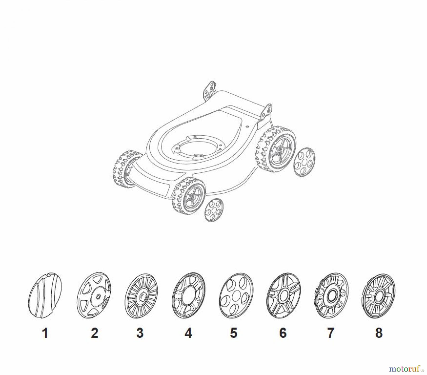 Global Garden Products GGP Rasenmäher Baujahr 2017 Benzin Ohne Antrieb 2017 T 484 Wheels and Hub Caps