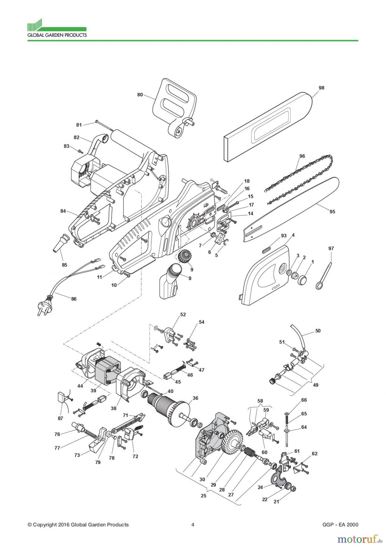 Global Garden Products GGP Kettensägen Elektro 2017 EA 2000 Version 1